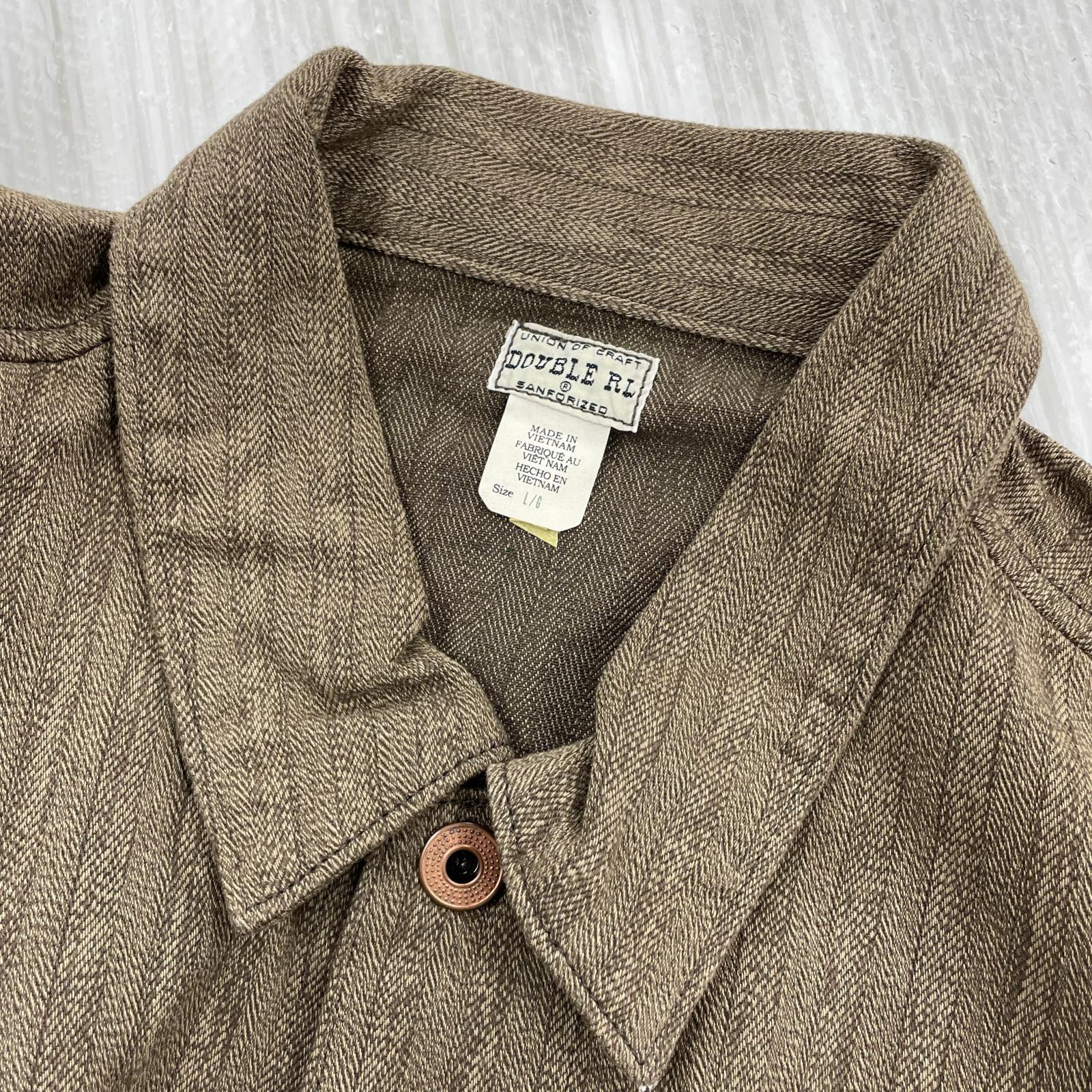 ジャケット ヘリンボーン シャツジャケット L ブラウン