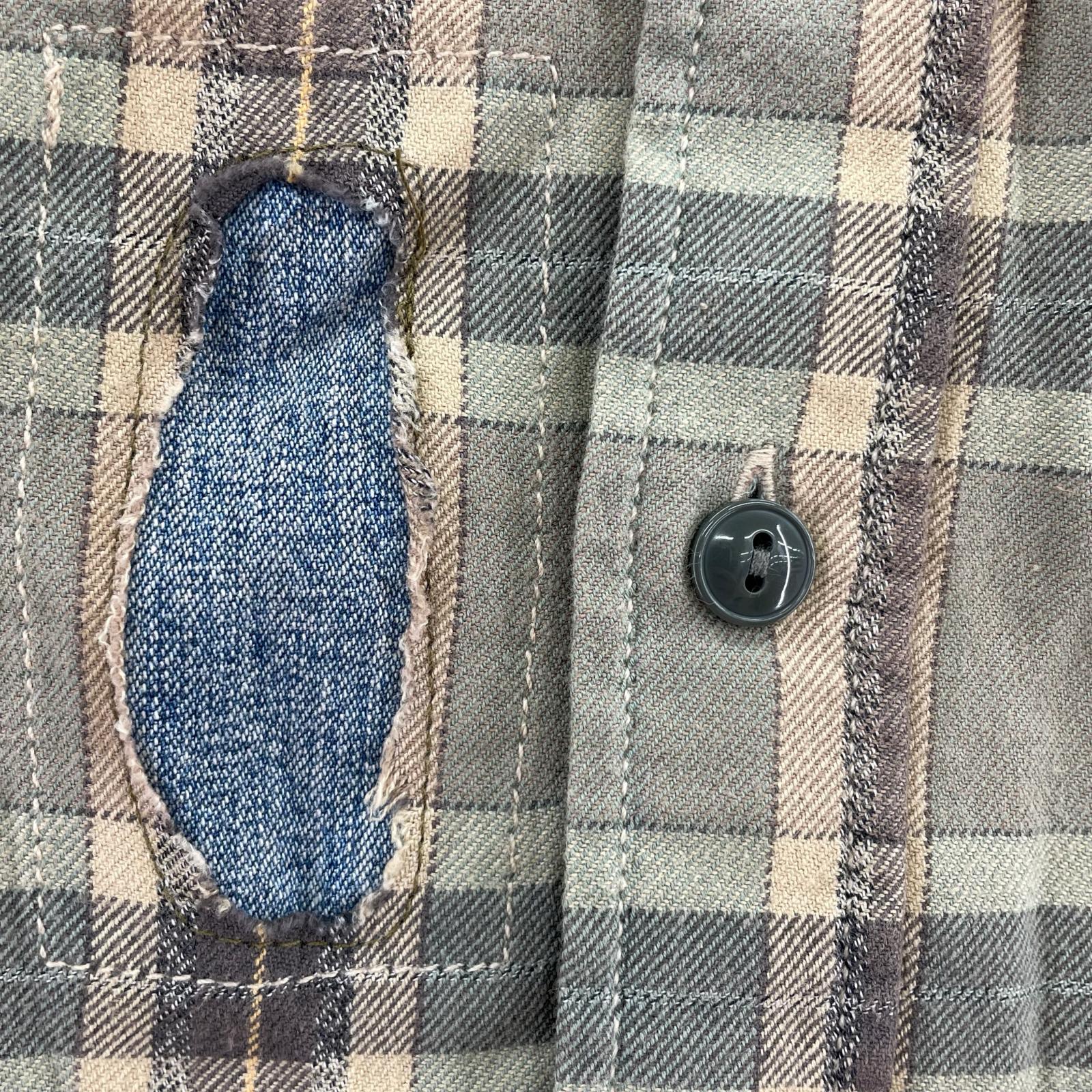 長袖シャツ 25aw ダメージ加工チェックネルシャツ L マルチカラー
