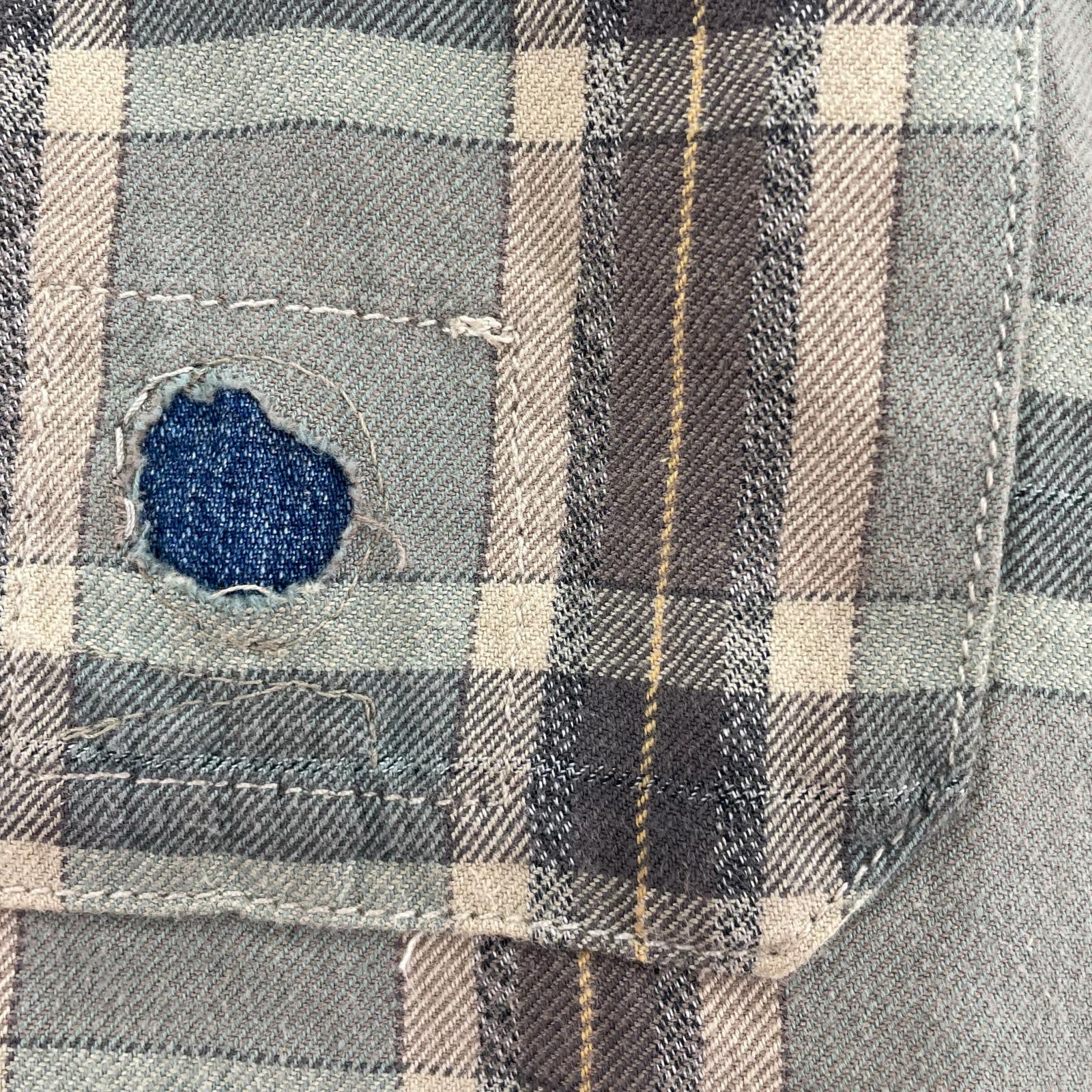 長袖シャツ 25aw ダメージ加工チェックネルシャツ L マルチカラー