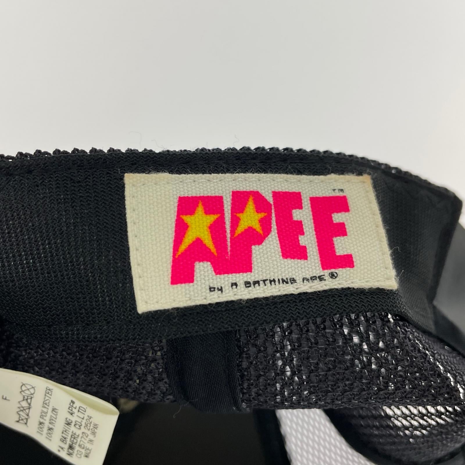 キャップ A BATHING APE ラインストーン スワロフスキー メッシュキャップ ブラック フリー ブラック