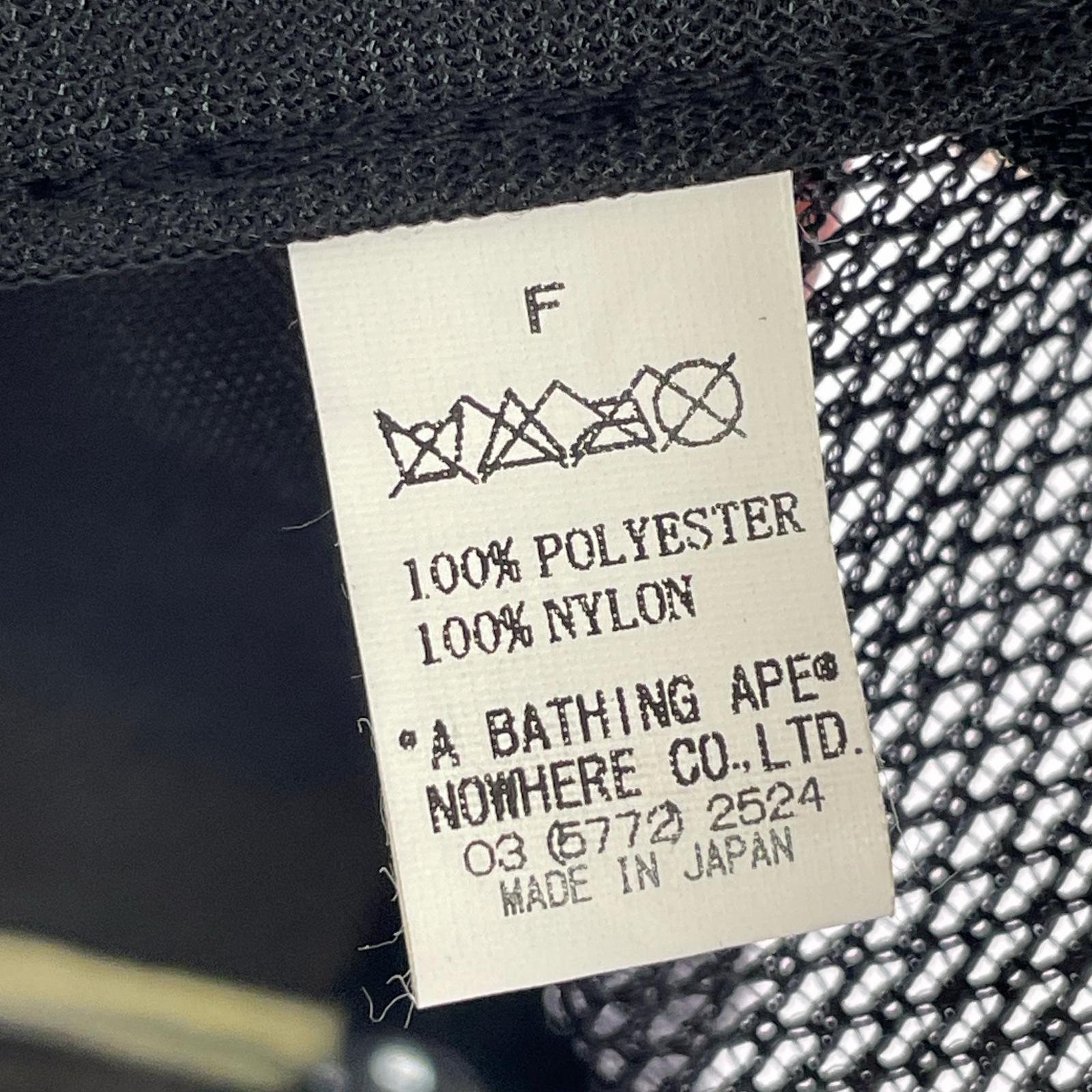 キャップ A BATHING APE ラインストーン スワロフスキー メッシュキャップ ブラック フリー ブラック