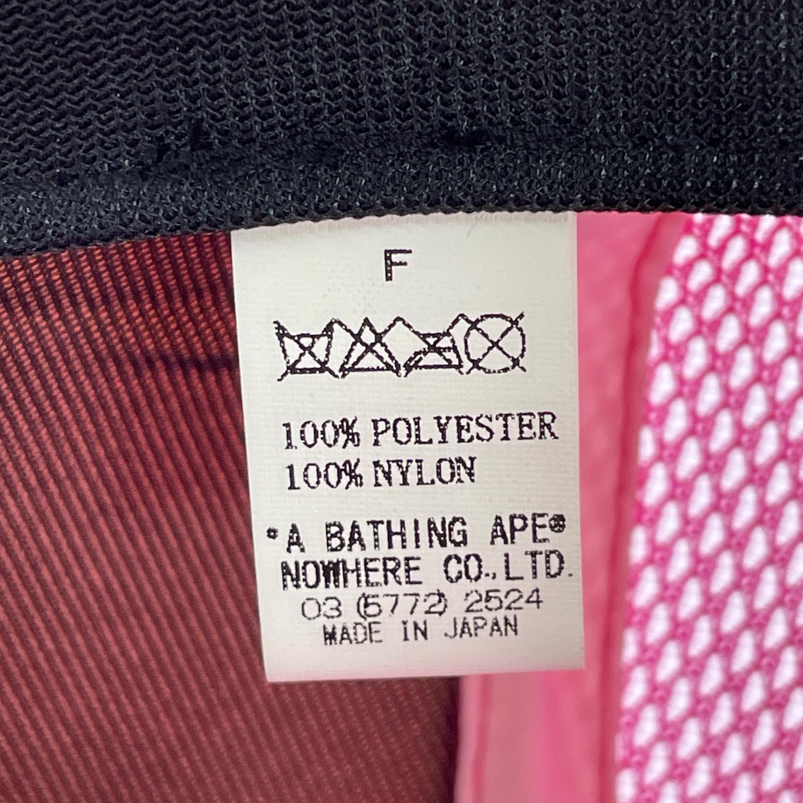 キャップ A BATHING APE ラインストーン スワロフスキー メッシュキャップ ピンク フリー ピンク