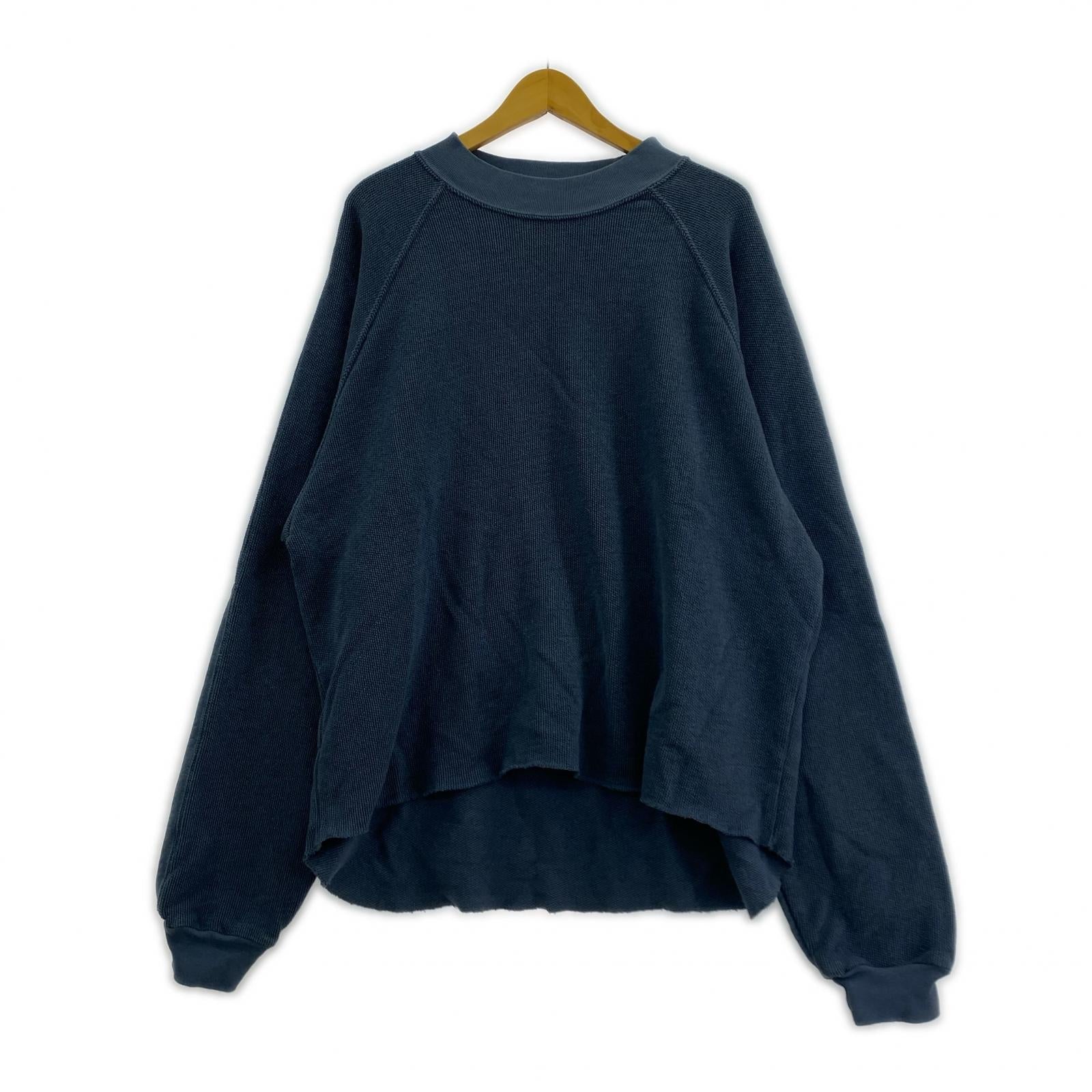 スウェット Early Winters 鹿の子サーマル エルボーパッチ付 L ブルー