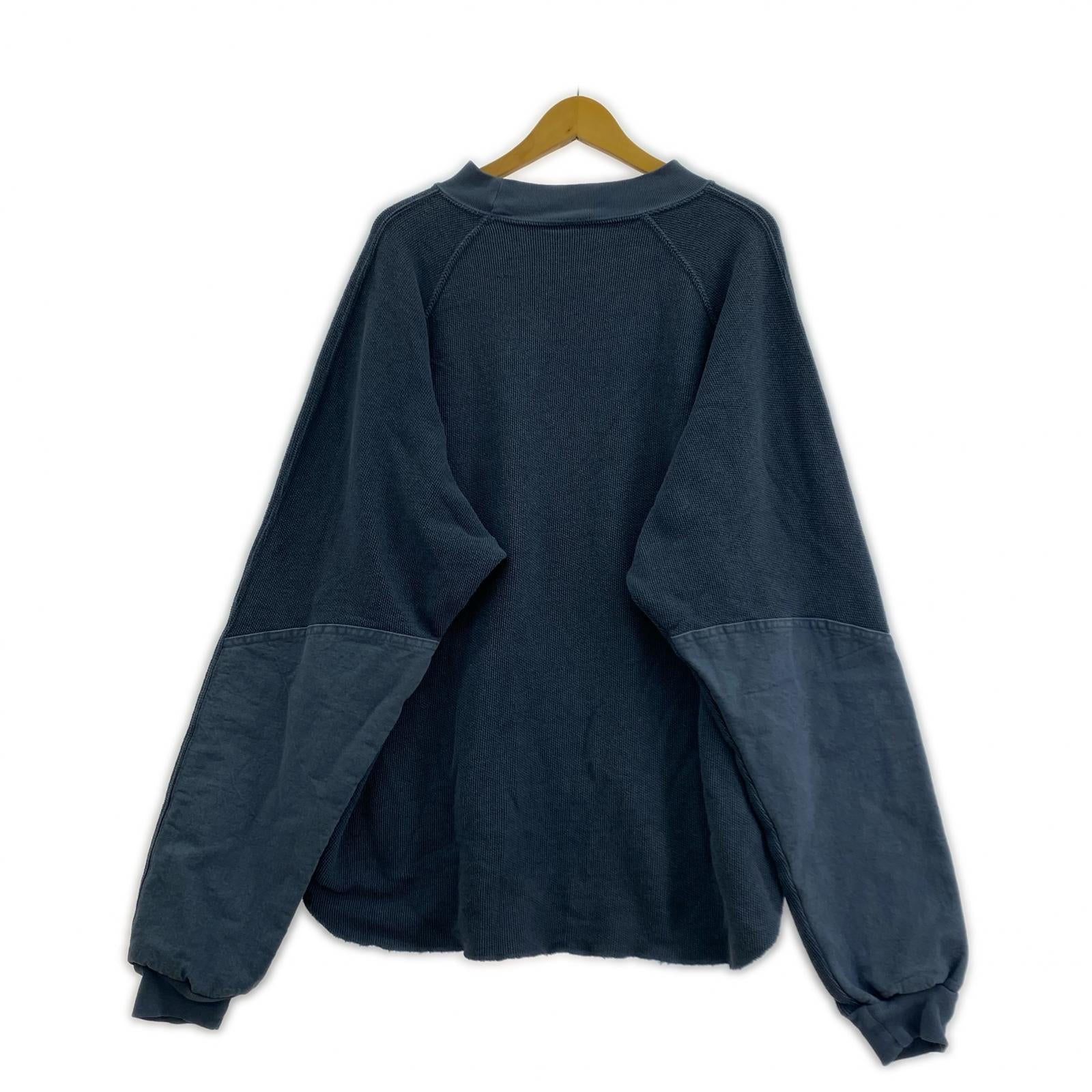 スウェット Early Winters 鹿の子サーマル エルボーパッチ付 L ブルー