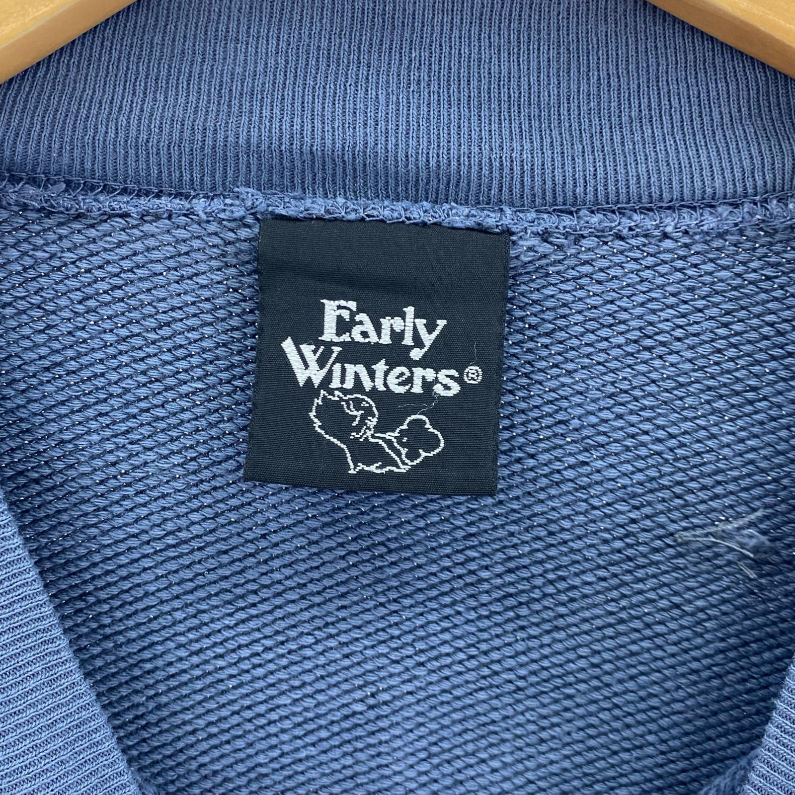 スウェット Early Winters 鹿の子サーマル エルボーパッチ付 L ブルー