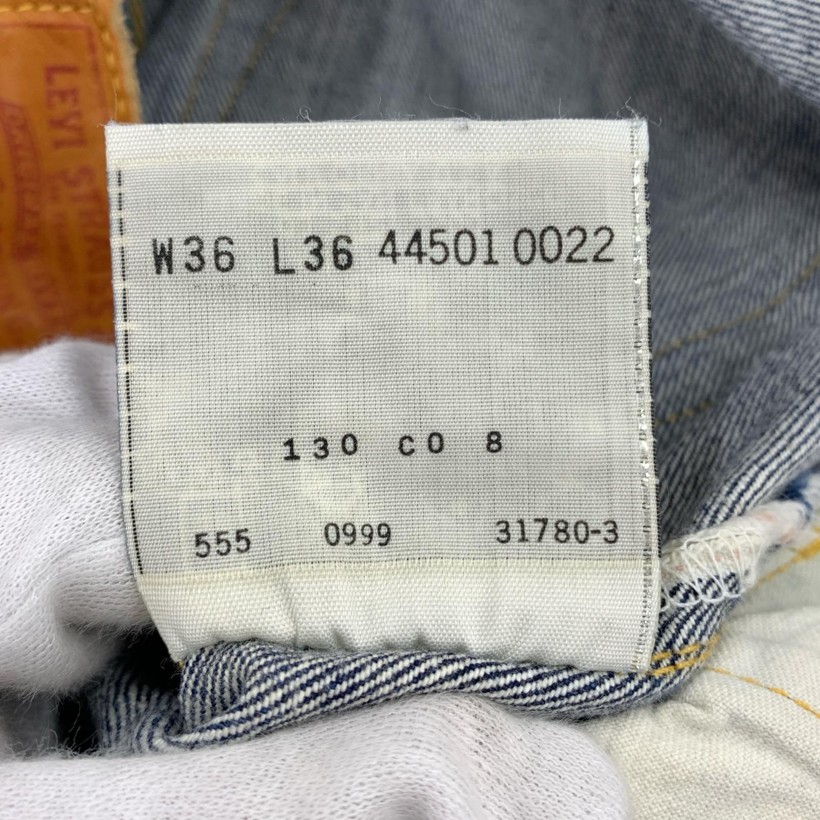 デニムパンツ 90s USA製 S501XX 大戦モデル 44501-0022 バレンシア工場 555刻印 W36 36 ネイビー