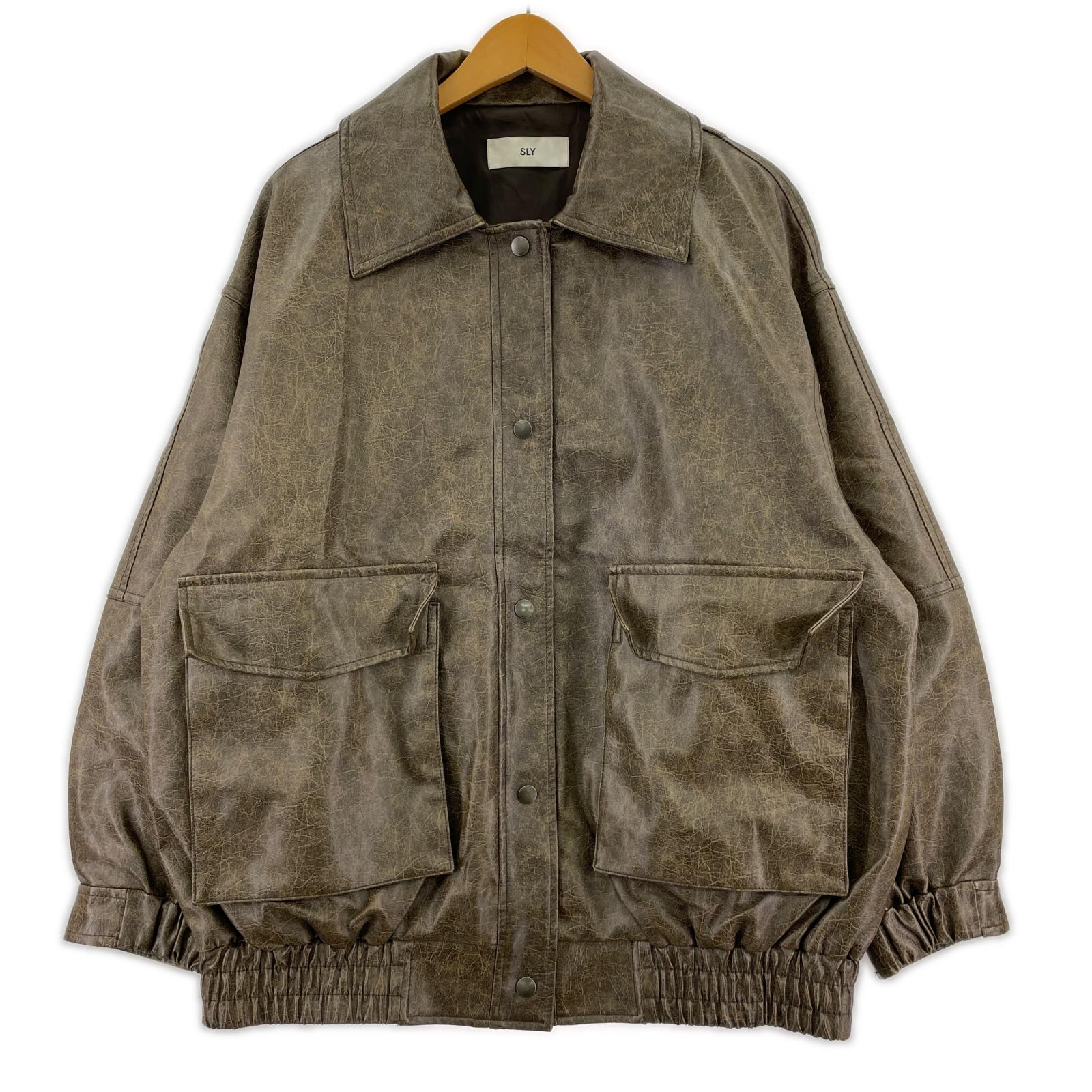 レザージャケット FAUX LEATHER OVERSIZE フリー ブラウン