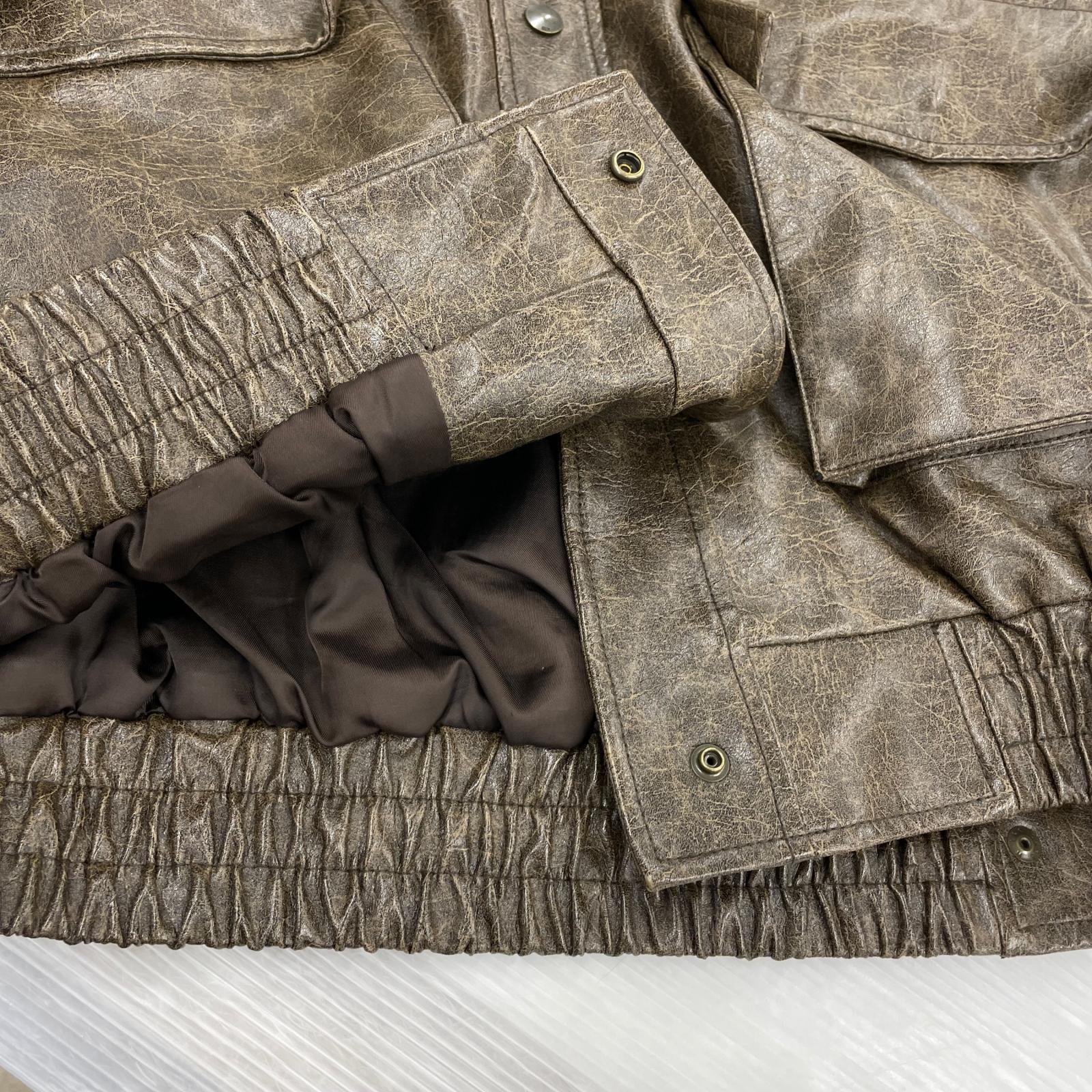 レザージャケット FAUX LEATHER OVERSIZE フリー ブラウン