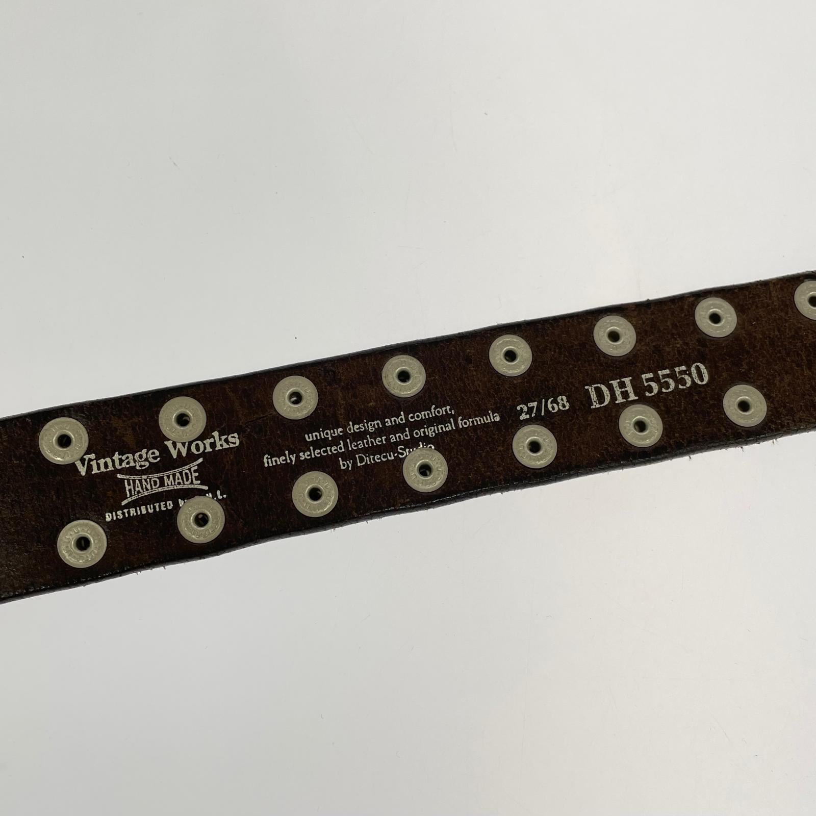 その他アクセサリー VINTAGE WORKS スタッズ レザーベルト ブラウン