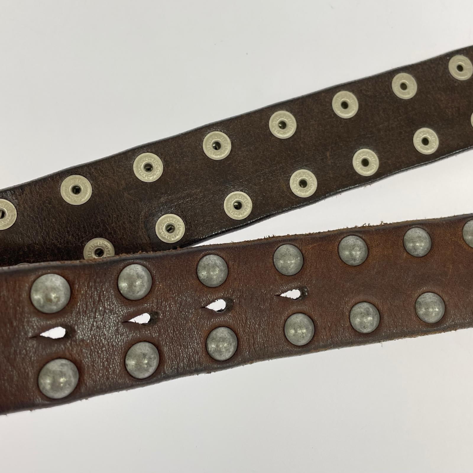 その他アクセサリー VINTAGE WORKS スタッズ レザーベルト ブラウン