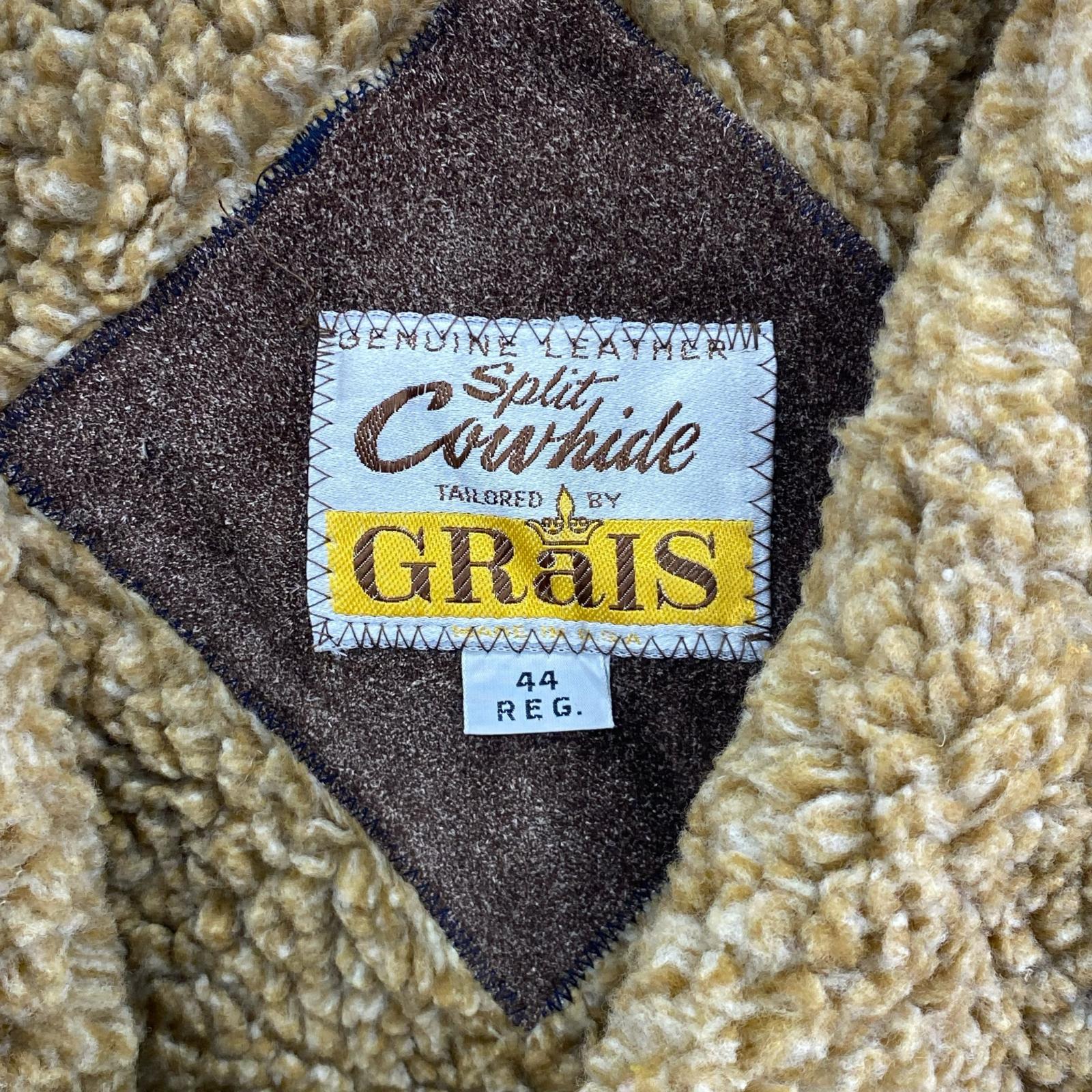 ジャケット 70s GRAIS 本革 スウェードコート カウハイド 44 ブラウン