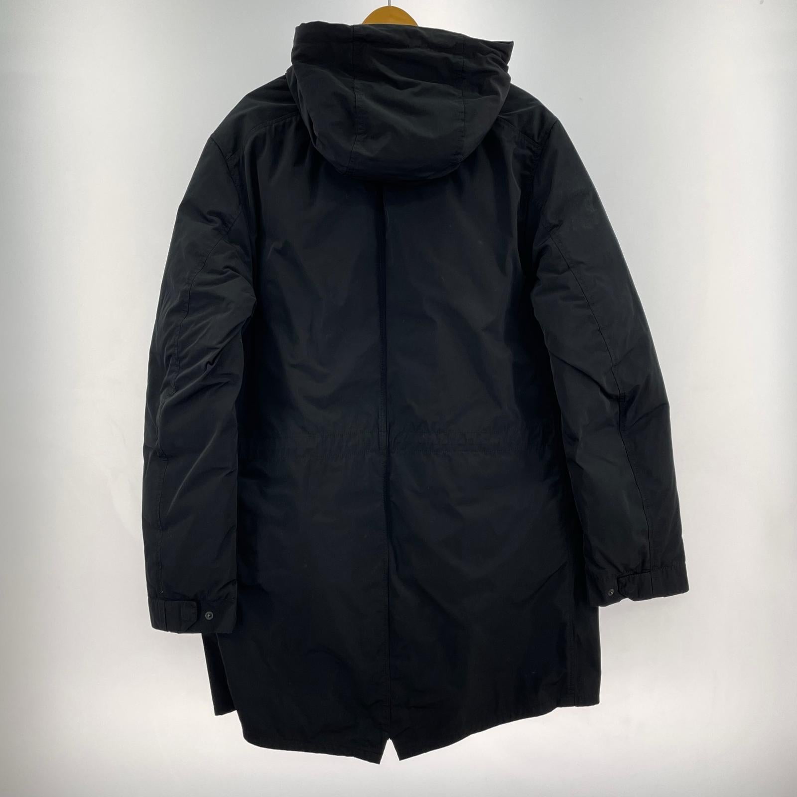 ダウンジャケット MEMO.TWILL フーデットダウンコート L L ブラック