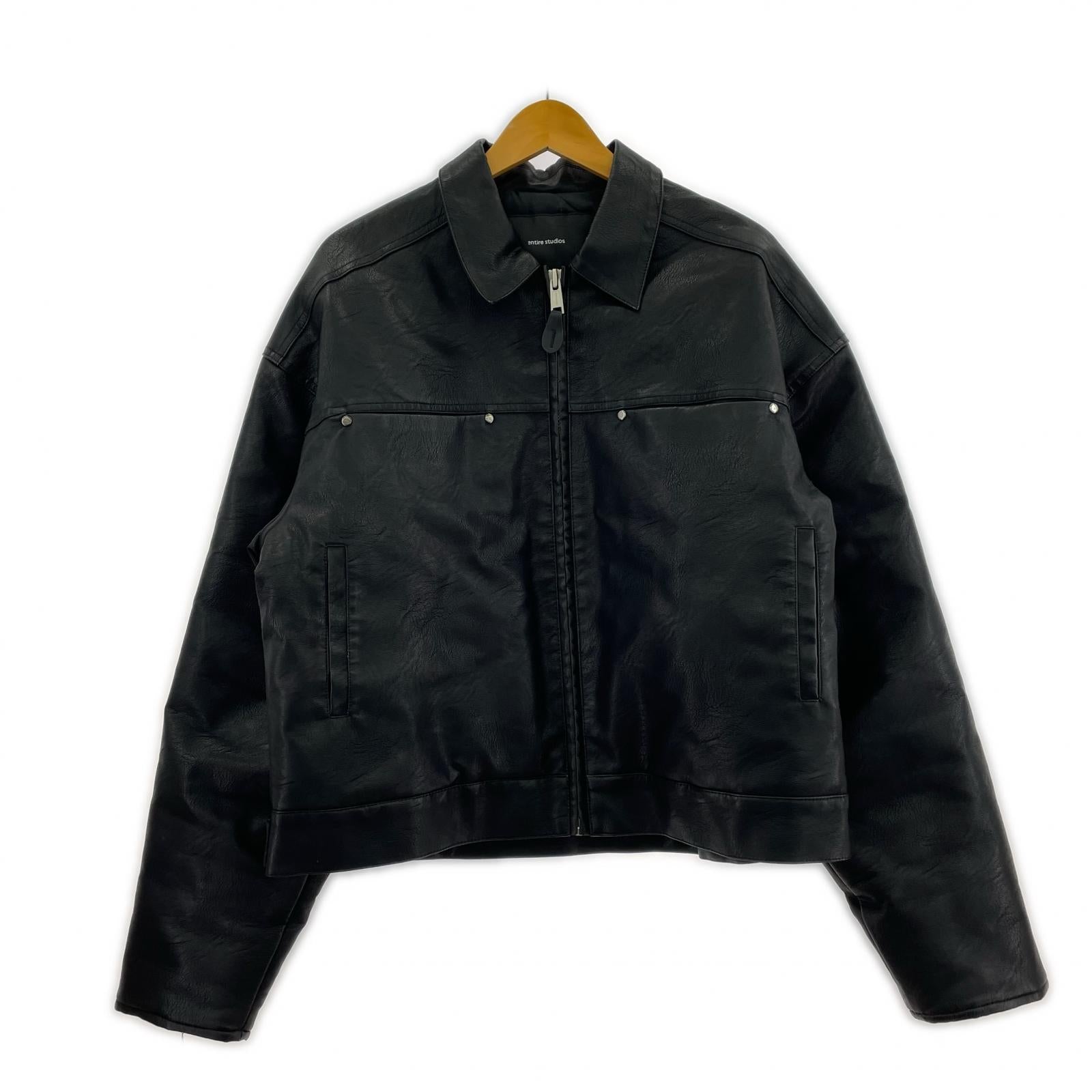レザージャケット entire studios Zip-Up Faux-Leather Jacket M M ブラック
