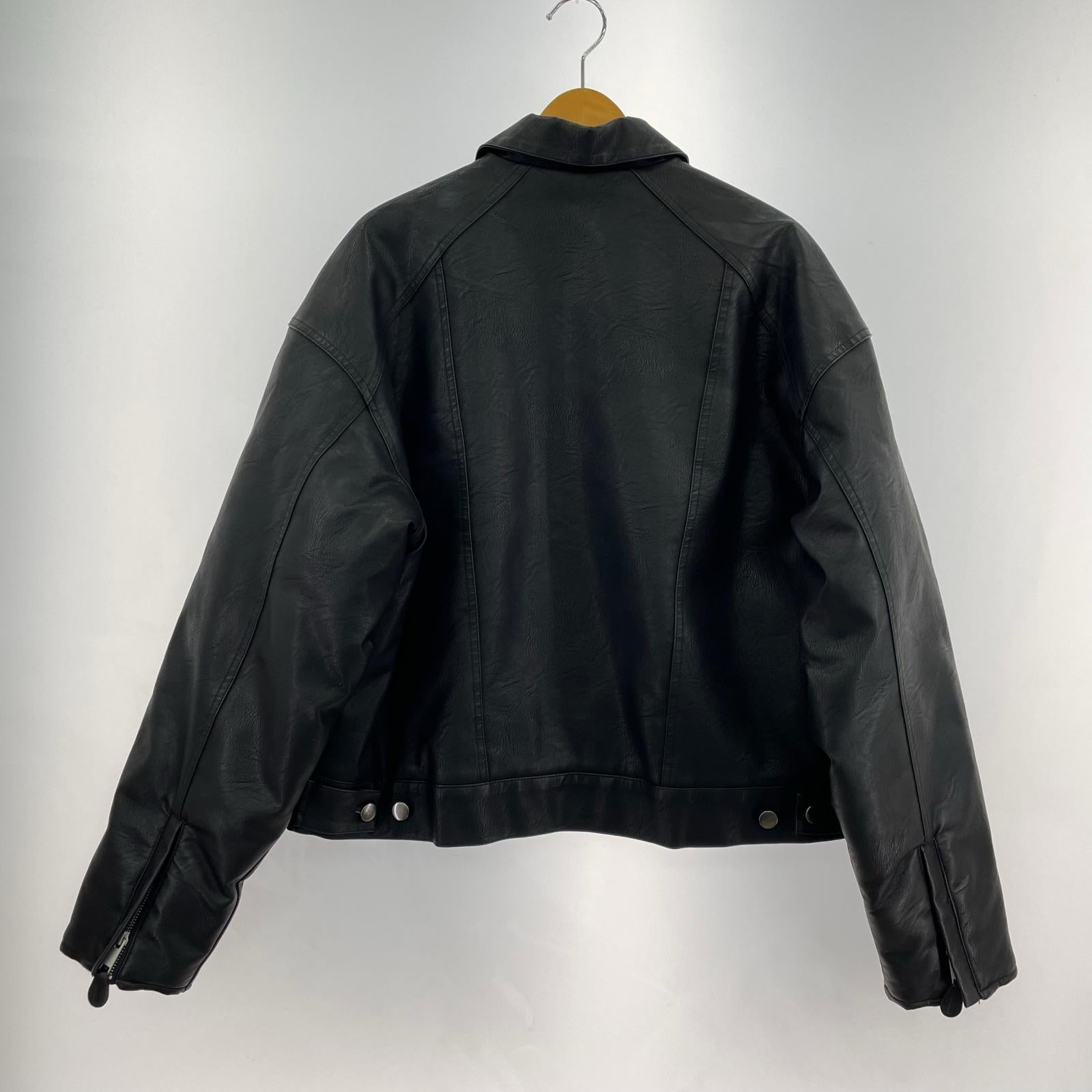 レザージャケット entire studios Zip-Up Faux-Leather Jacket M M ブラック