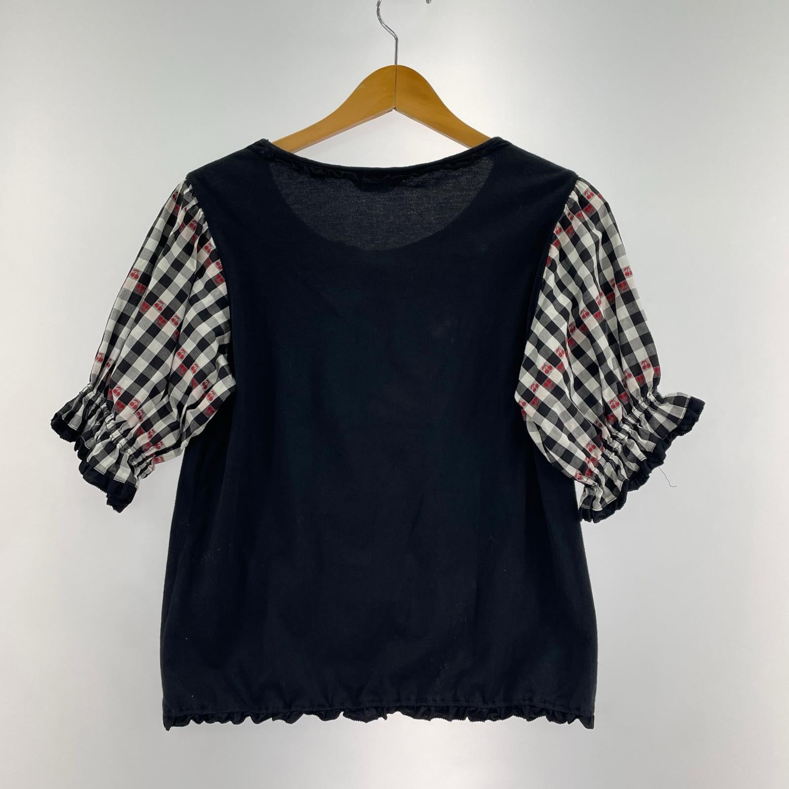 半袖Tシャツ チェリーチェック M ブラック