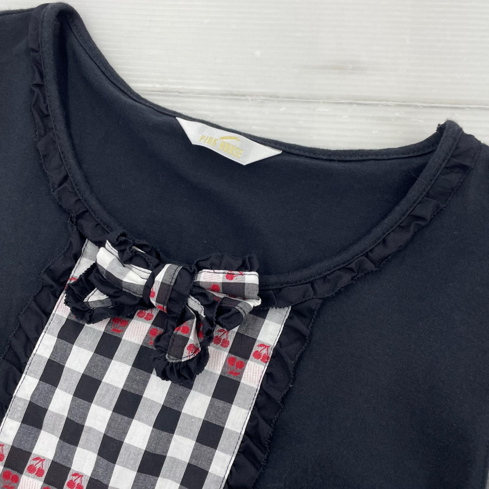 半袖Tシャツ チェリーチェック M ブラック
