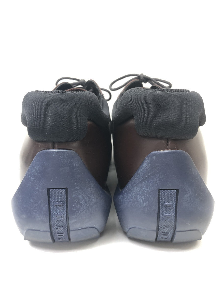 PRADA レザーレースアップシューズ 茶青 (7)