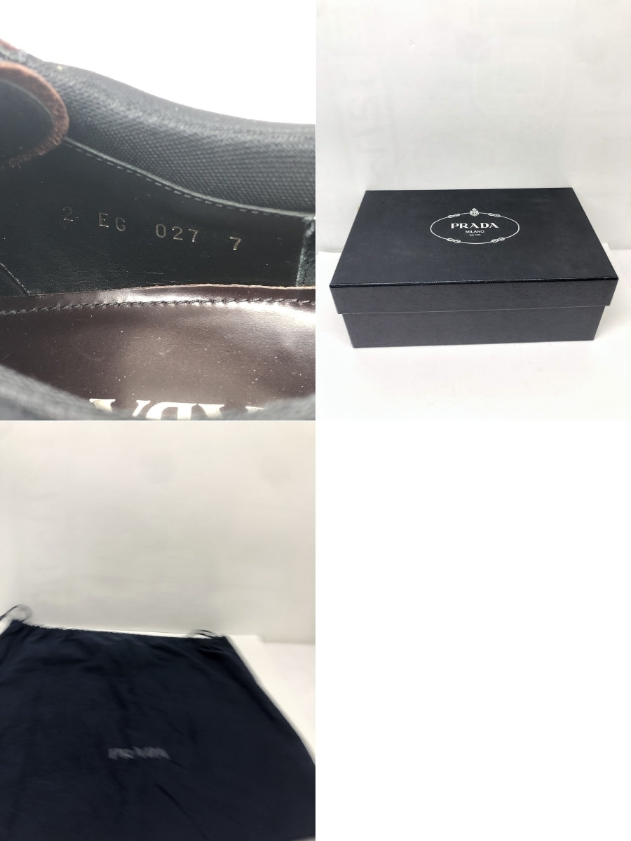 PRADA レザーレースアップシューズ 茶青 (7)