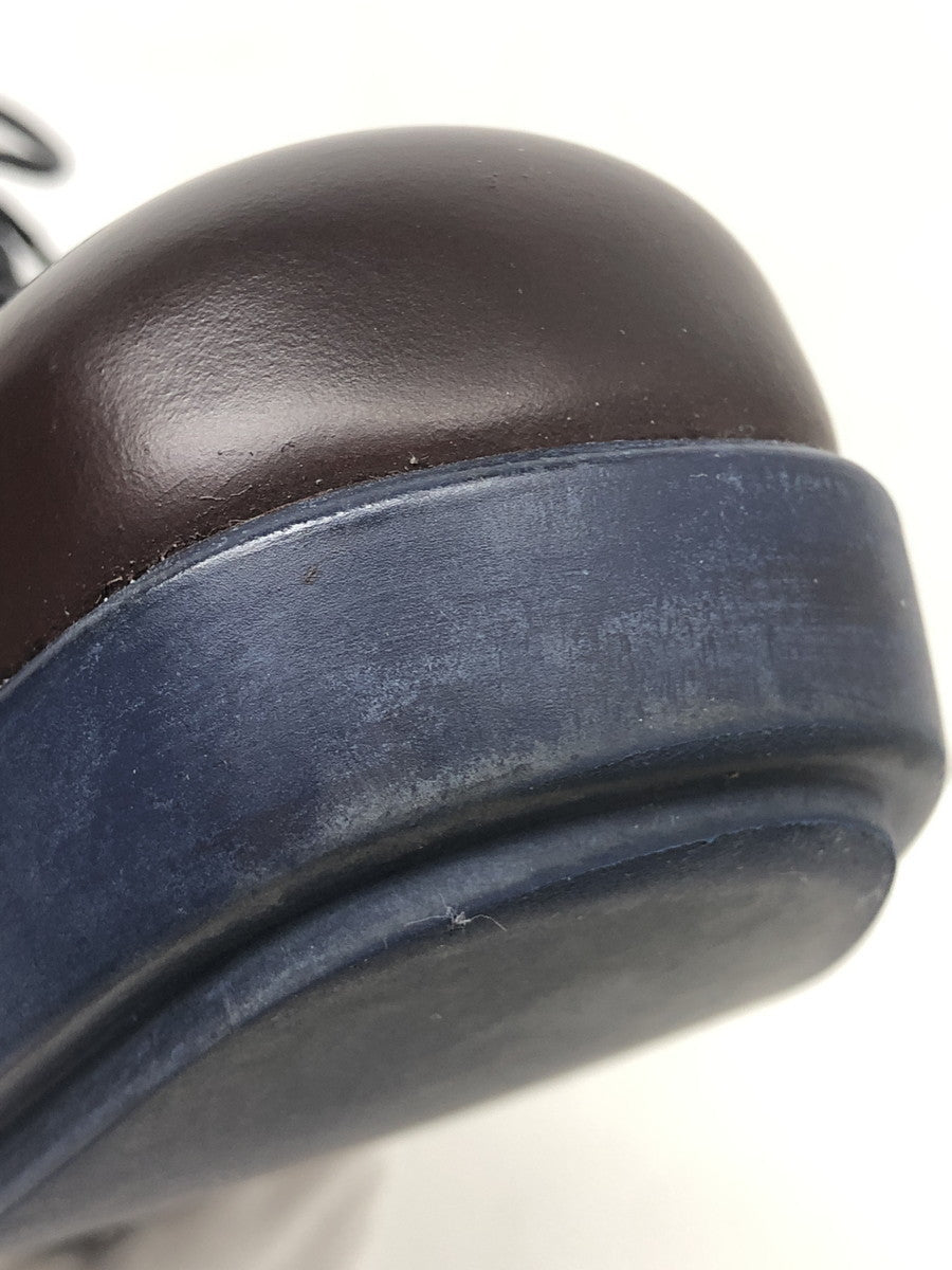 PRADA レザーレースアップシューズ 茶青 (7)
