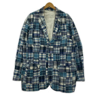 その他アウター マドレスチェック柄パッチワークジャケット 青 (XL) LL