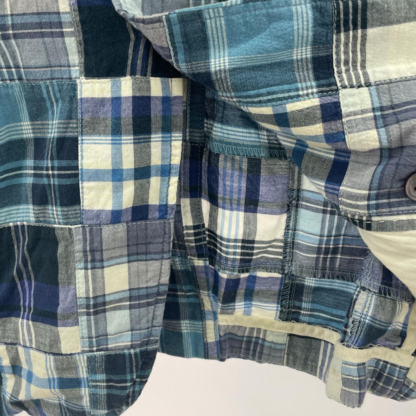 その他アウター マドレスチェック柄パッチワークジャケット 青 (XL) LL