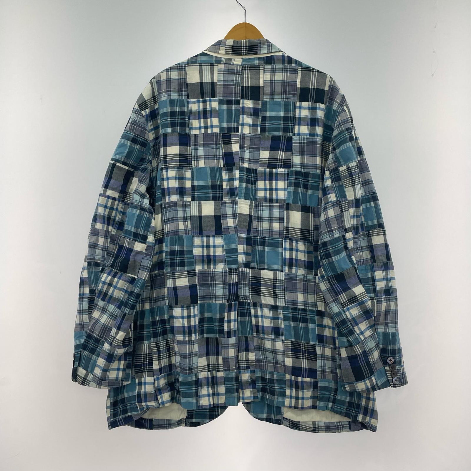 その他アウター マドレスチェック柄パッチワークジャケット 青 (XL) LL
