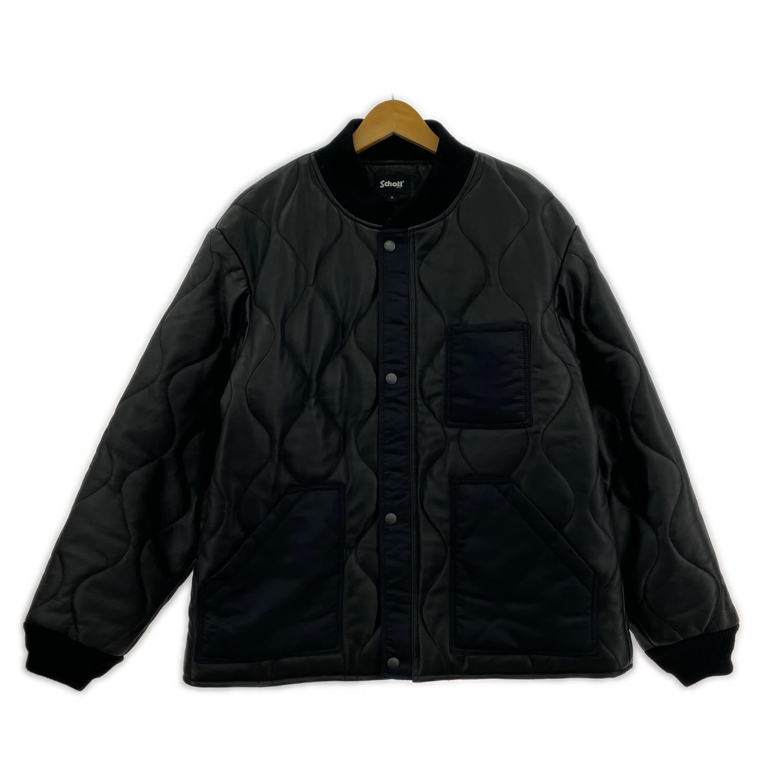 レザージャケット LAMB LEATHER QUILTED LINNER SHORT XL ブラック