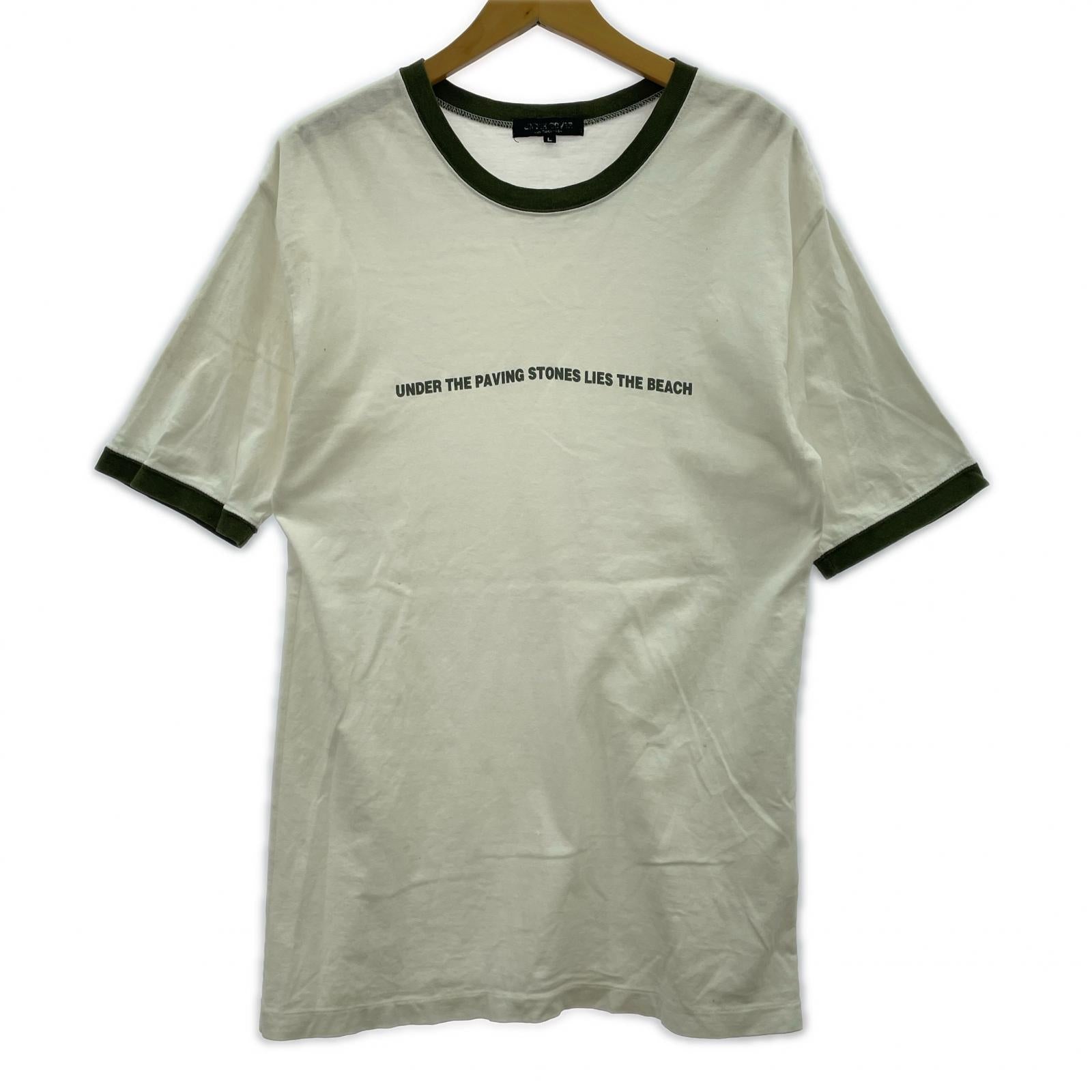 半袖Tシャツ 95SS UNDERCOVER NO TITLE期 プリント リンガーTee L オリーブ×ホワイト L ホワイト