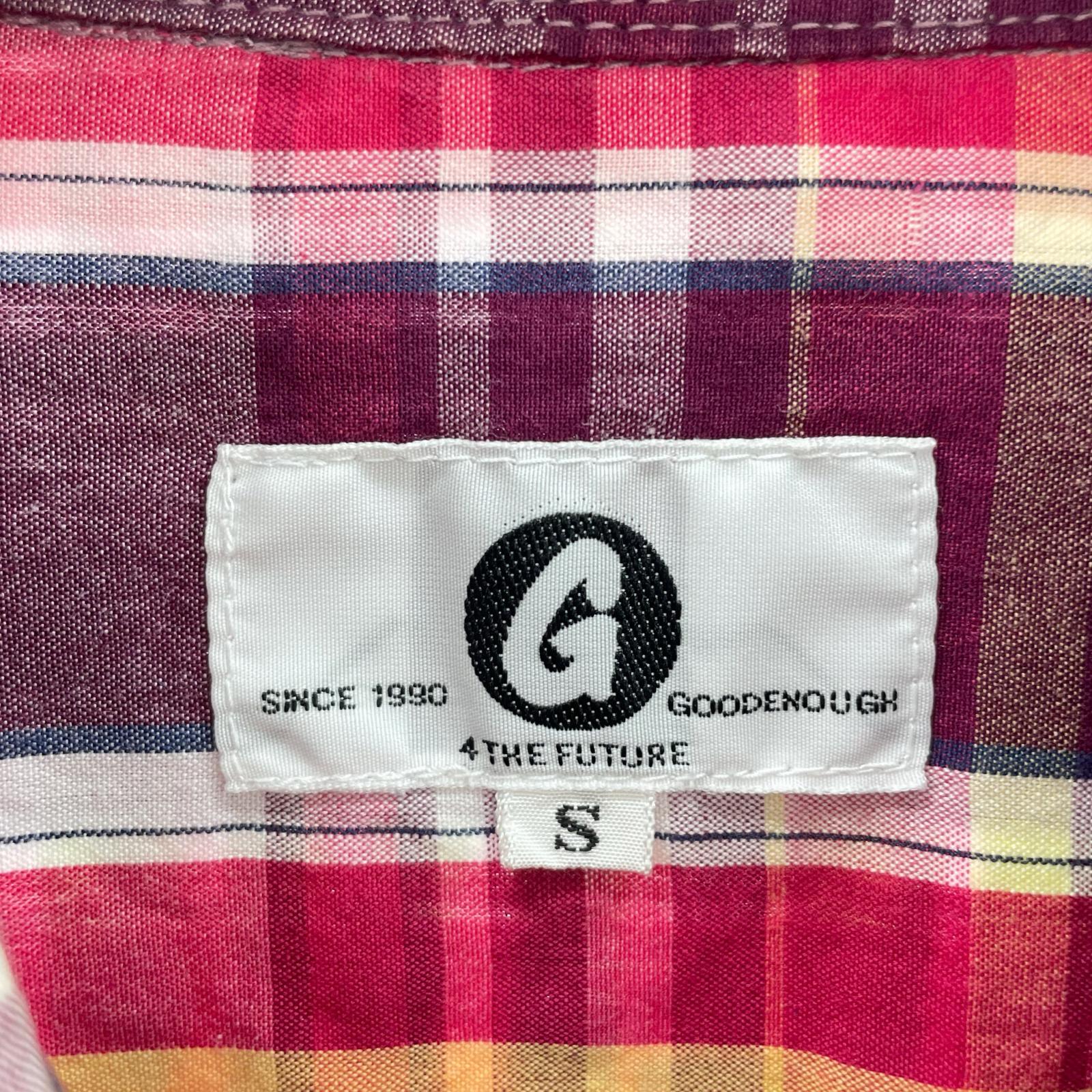 半袖シャツ GOODENOUGH バックロゴ マドラスS/Sチェックシャツ S 赤系 S