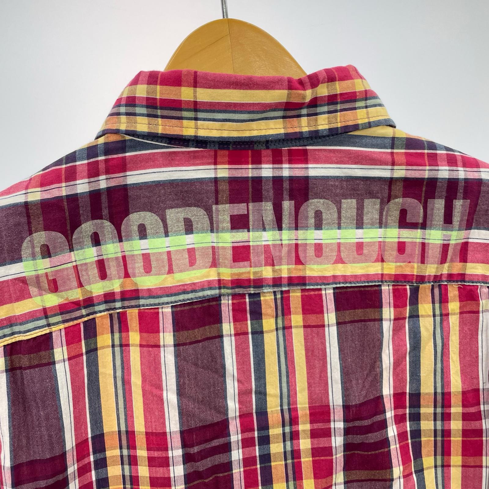 半袖シャツ GOODENOUGH バックロゴ マドラスS/Sチェックシャツ S 赤系 S