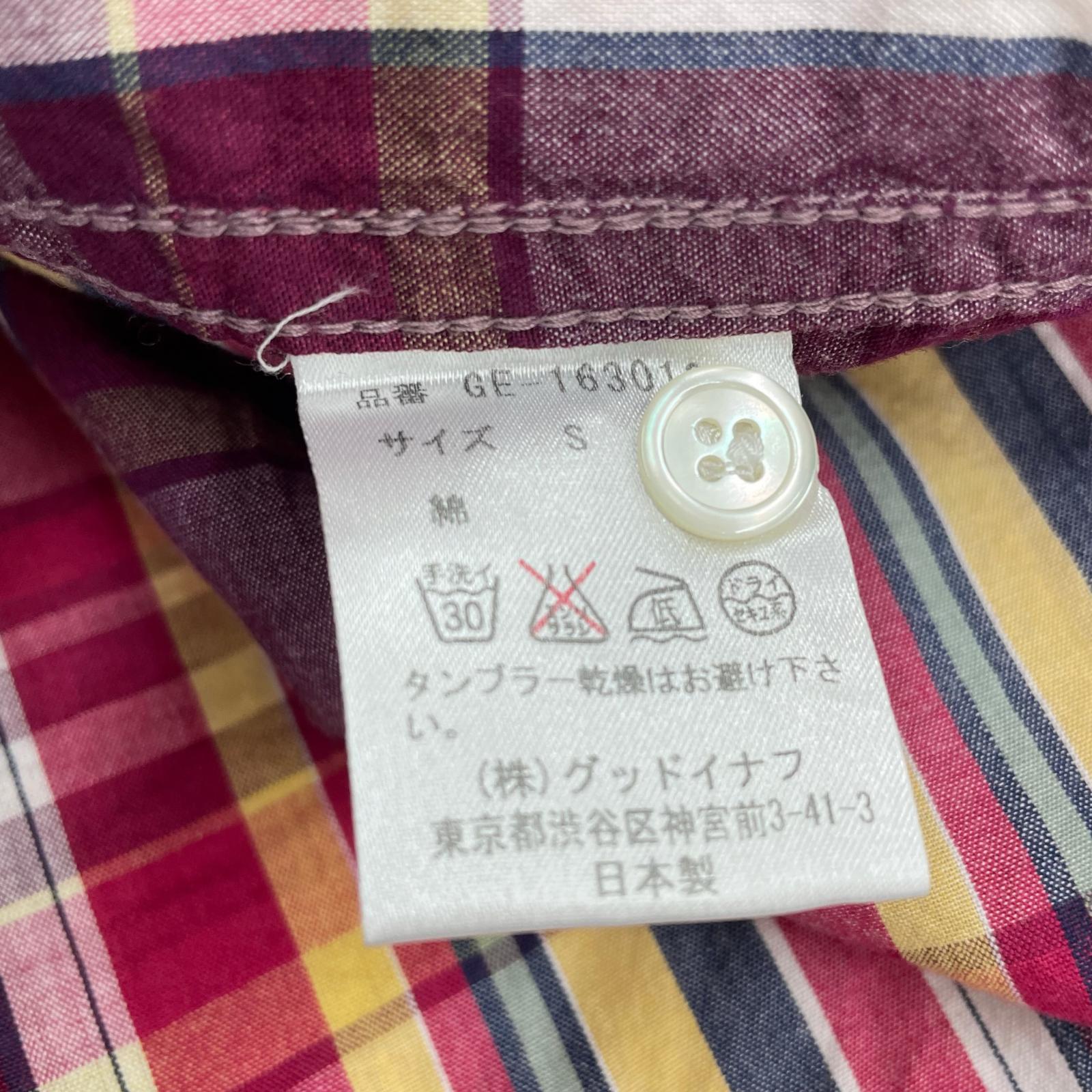 半袖シャツ GOODENOUGH バックロゴ マドラスS/Sチェックシャツ S 赤系 S