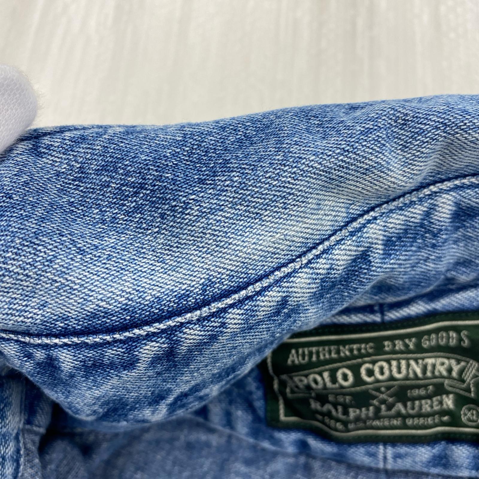 長袖シャツ ポロカントリー デニムシャツ XL ブルー