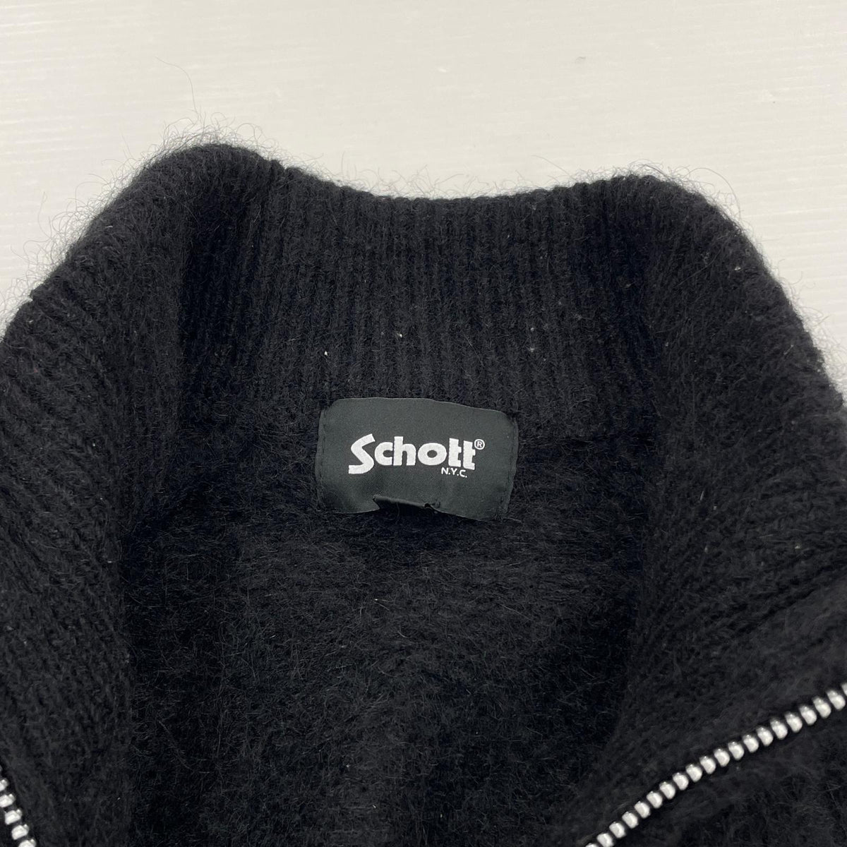 その他アウター SCHOTT モヘア ドライバーズニット カーディガン BLK M ブラック