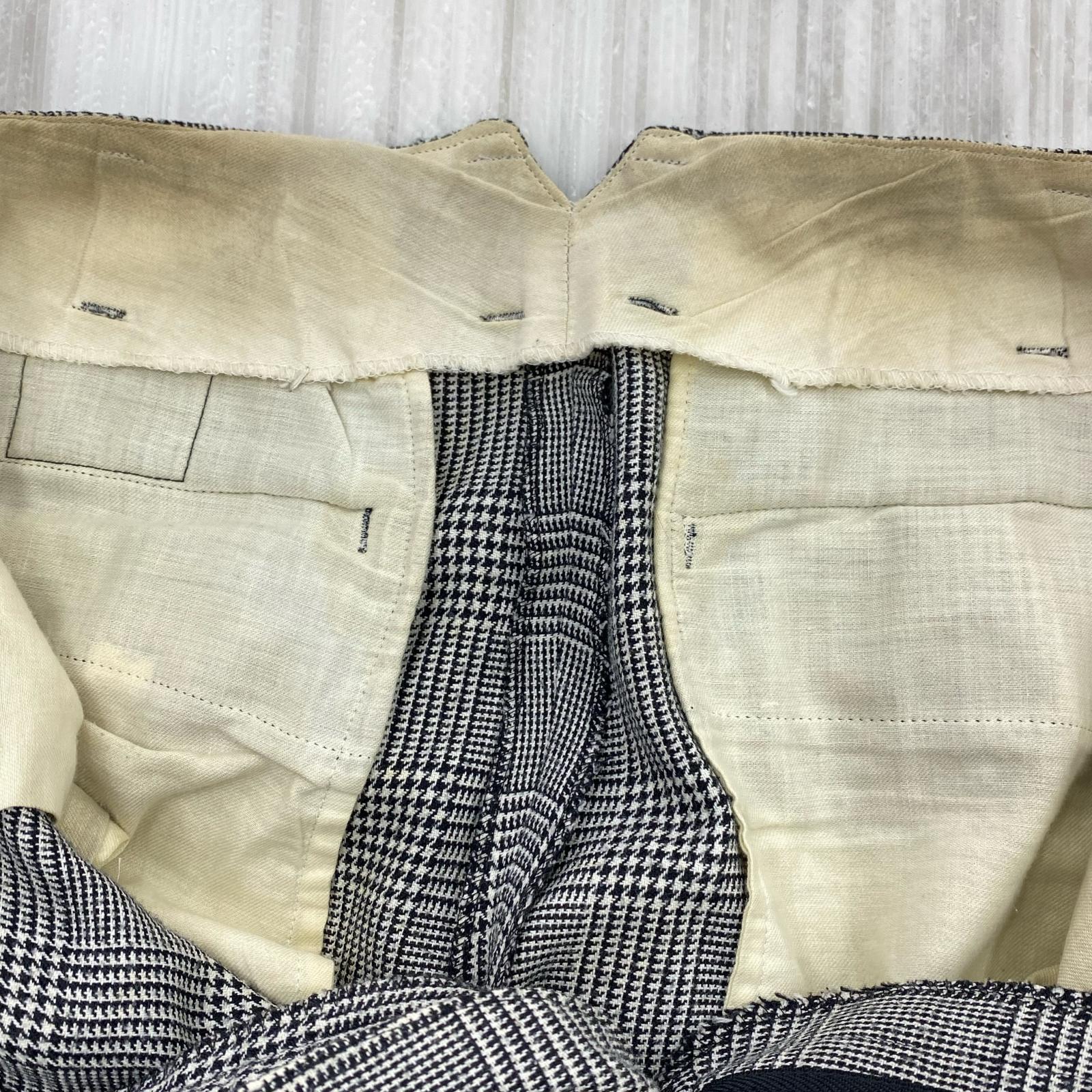 パンツ 金タグ 千鳥格子 スラックス S グレー