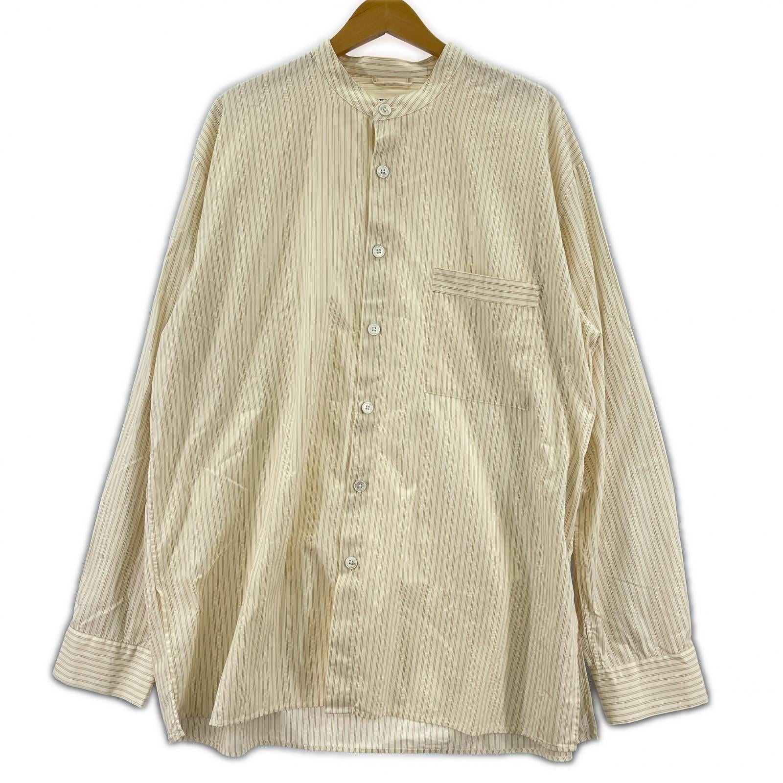 長袖シャツ TEKLA コラボ バンドカラーシャツ(XL) ストライプ