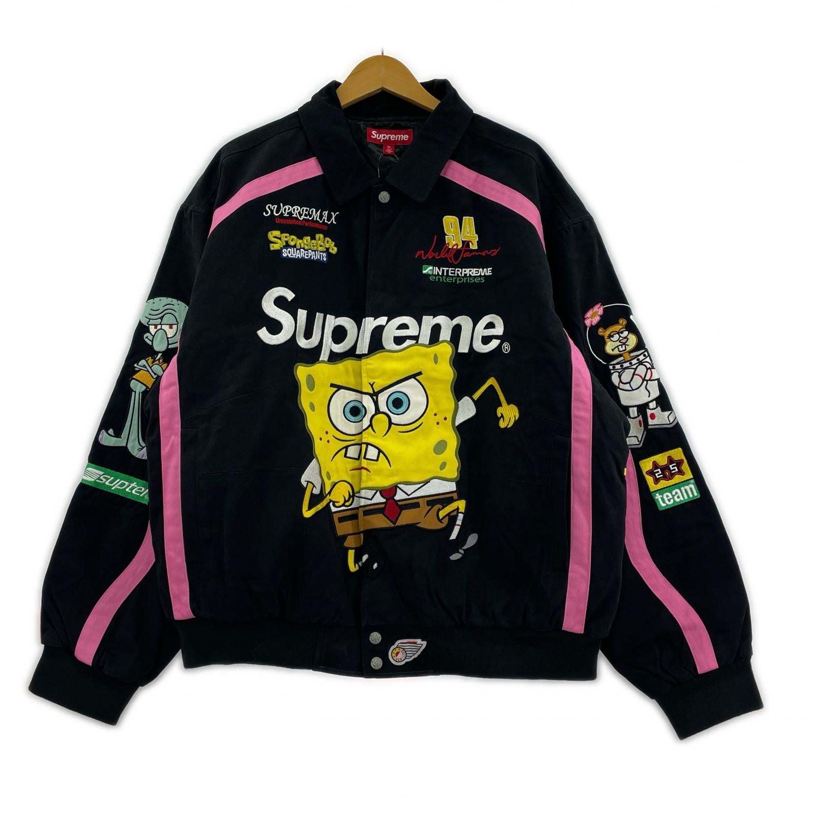 ジャケット Supreme×SpongeBob 25SS SquarePants Jeff Hamilton Racing Jacket XL 黒 ブラック