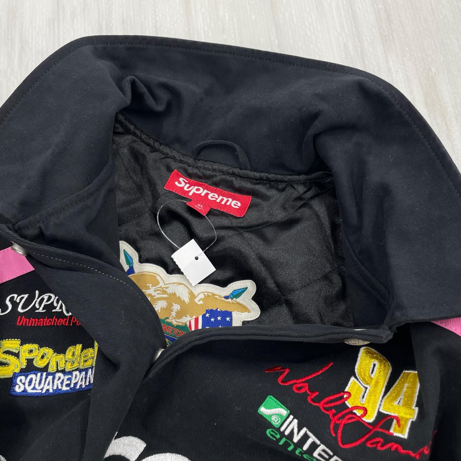ジャケット Supreme×SpongeBob 25SS SquarePants Jeff Hamilton Racing Jacket XL 黒 ブラック
