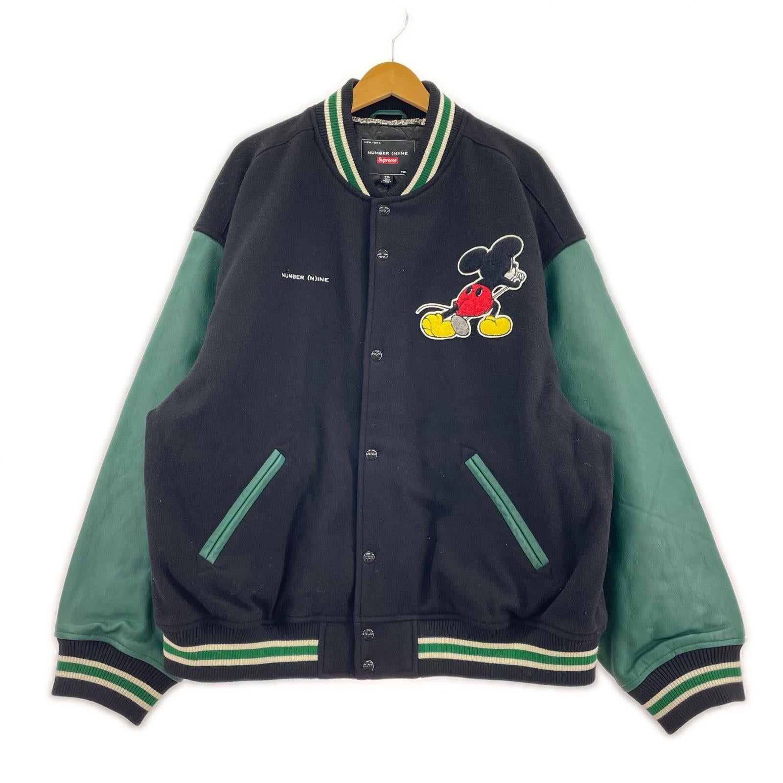 ジャケット Supreme×Number (N)ine×Mickey Mouse 25AW Varsity Jacket Black XXL 黒 ブラック