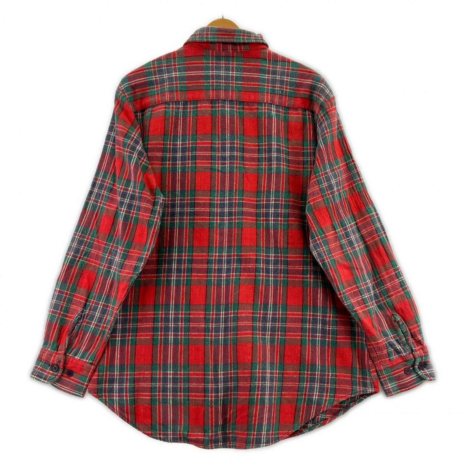 長袖シャツ 90s チェックシャツ 赤(L) L レッド
