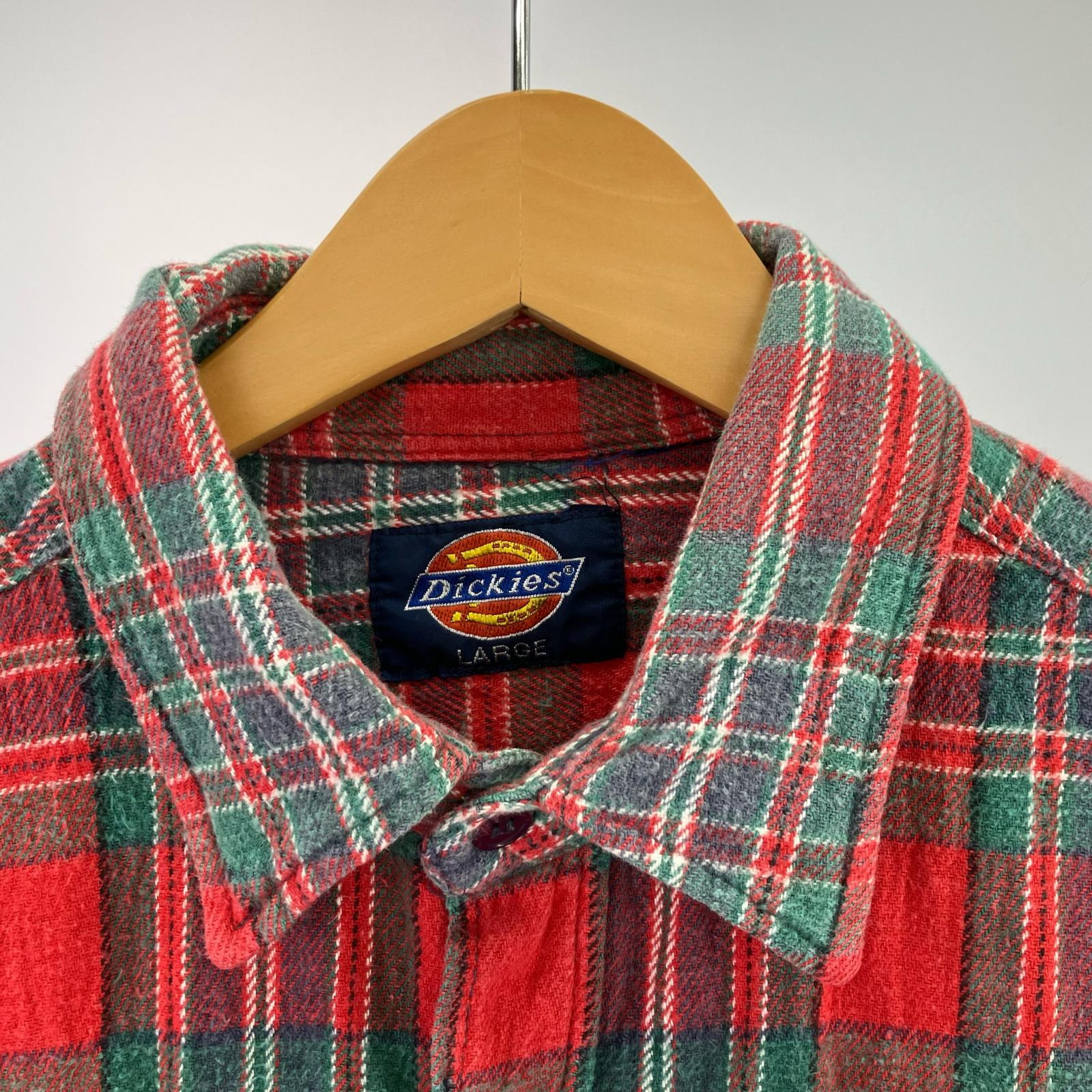 長袖シャツ 90s チェックシャツ 赤(L) L レッド