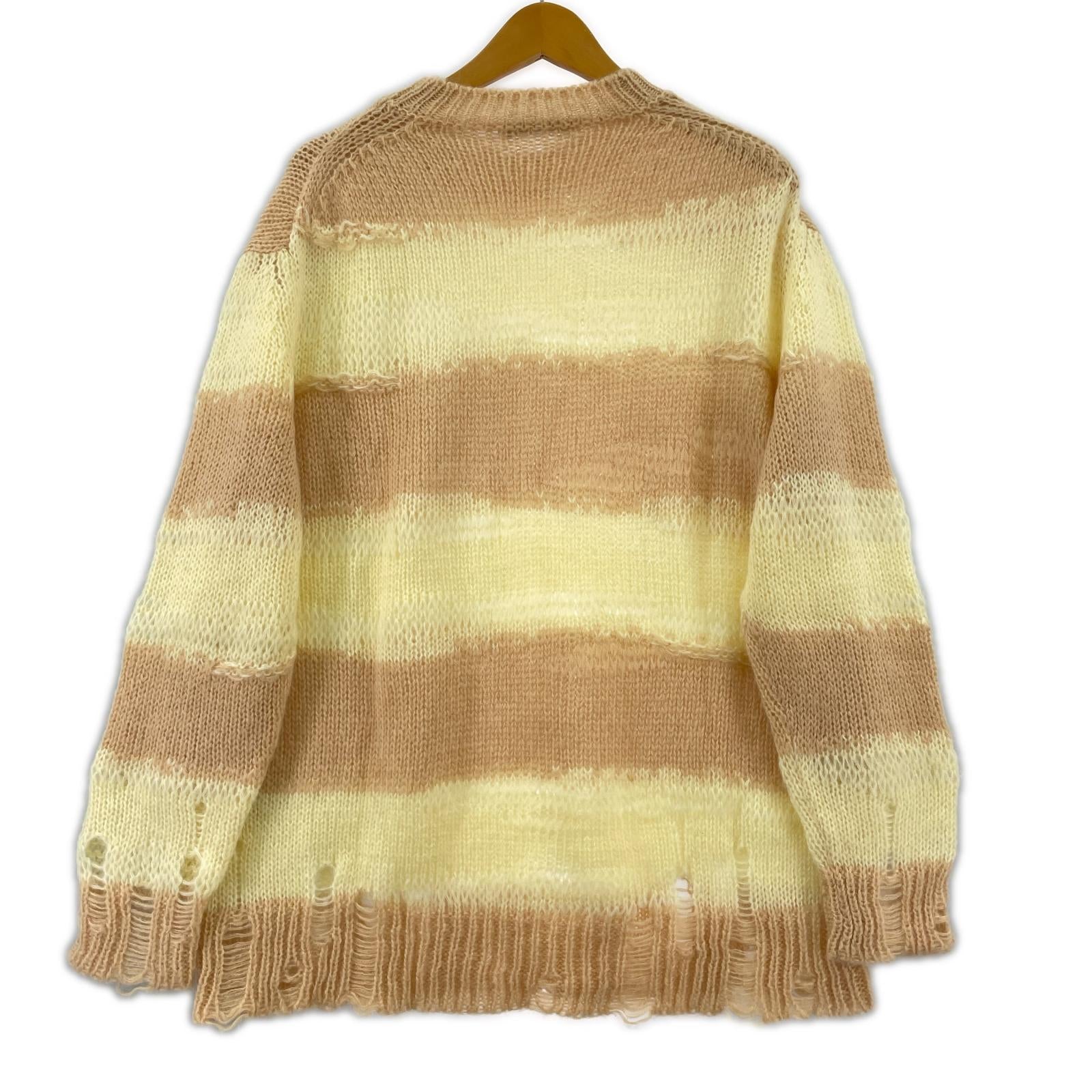 ニット 21AW DAMAGE BORDER CREWNECK NECK KNIT S S