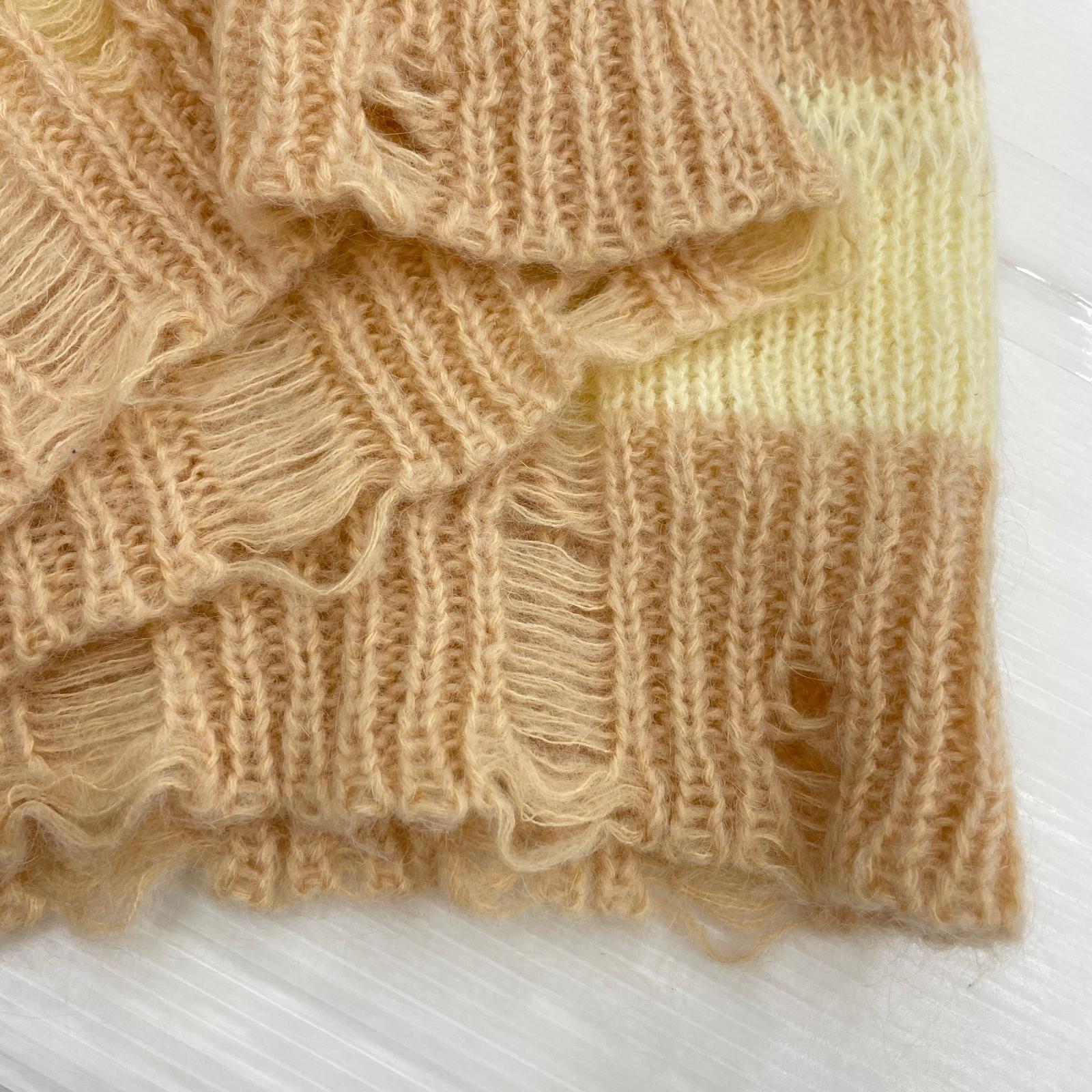 ニット 21AW DAMAGE BORDER CREWNECK NECK KNIT S S