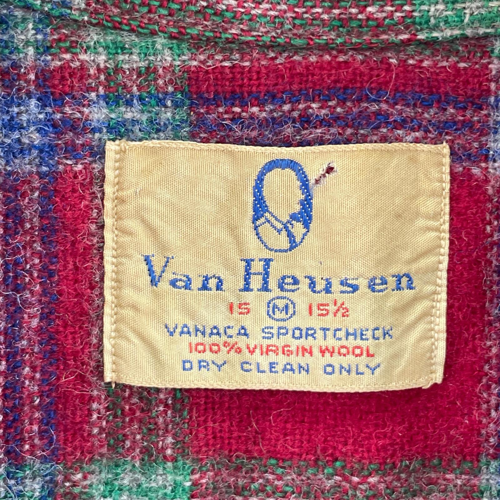 長袖シャツ Van Heusen 50s~ ウールオープンカラーシャツ M レッド