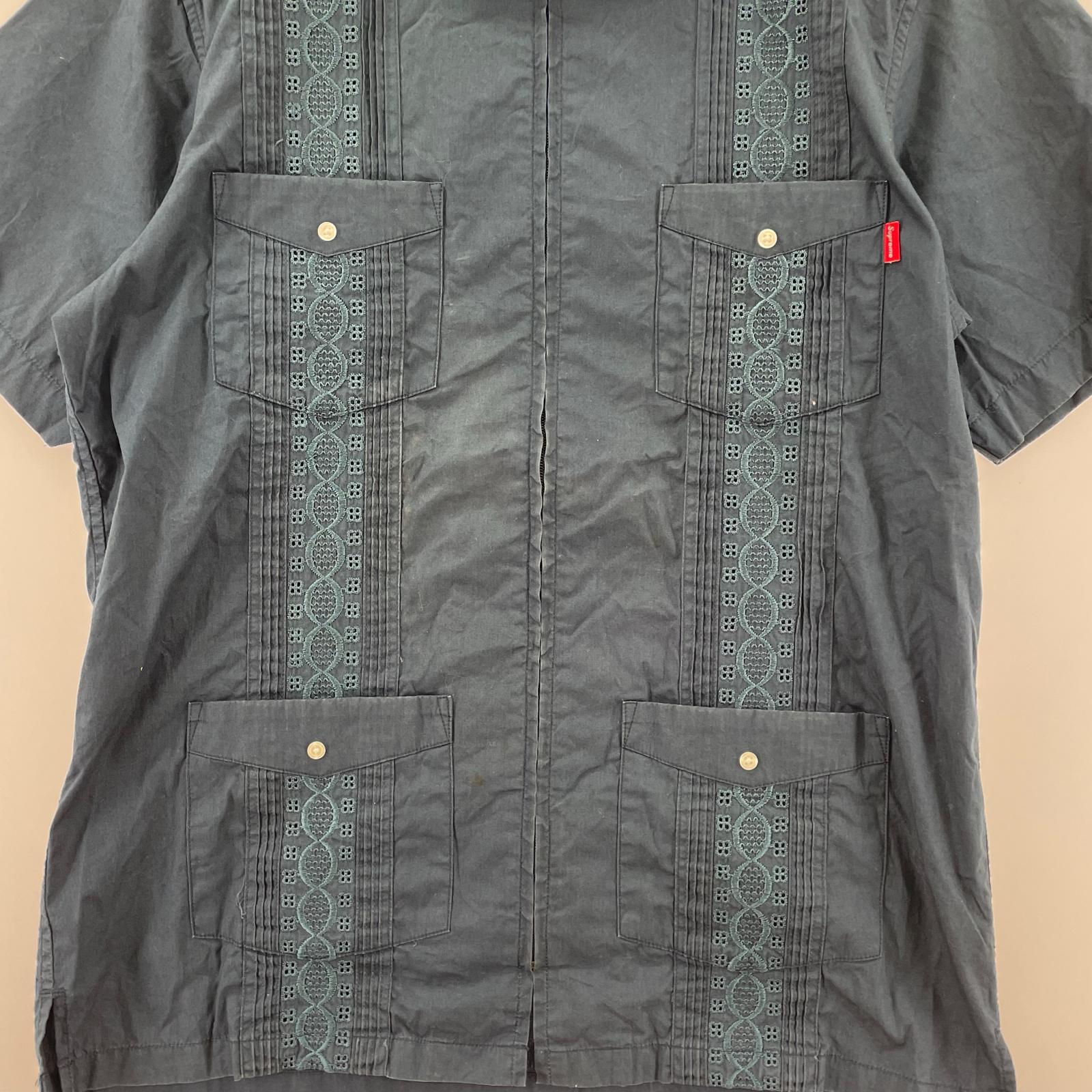 半袖シャツ 15SS Zip Front Guayabera Shirt(S) S ネイビー