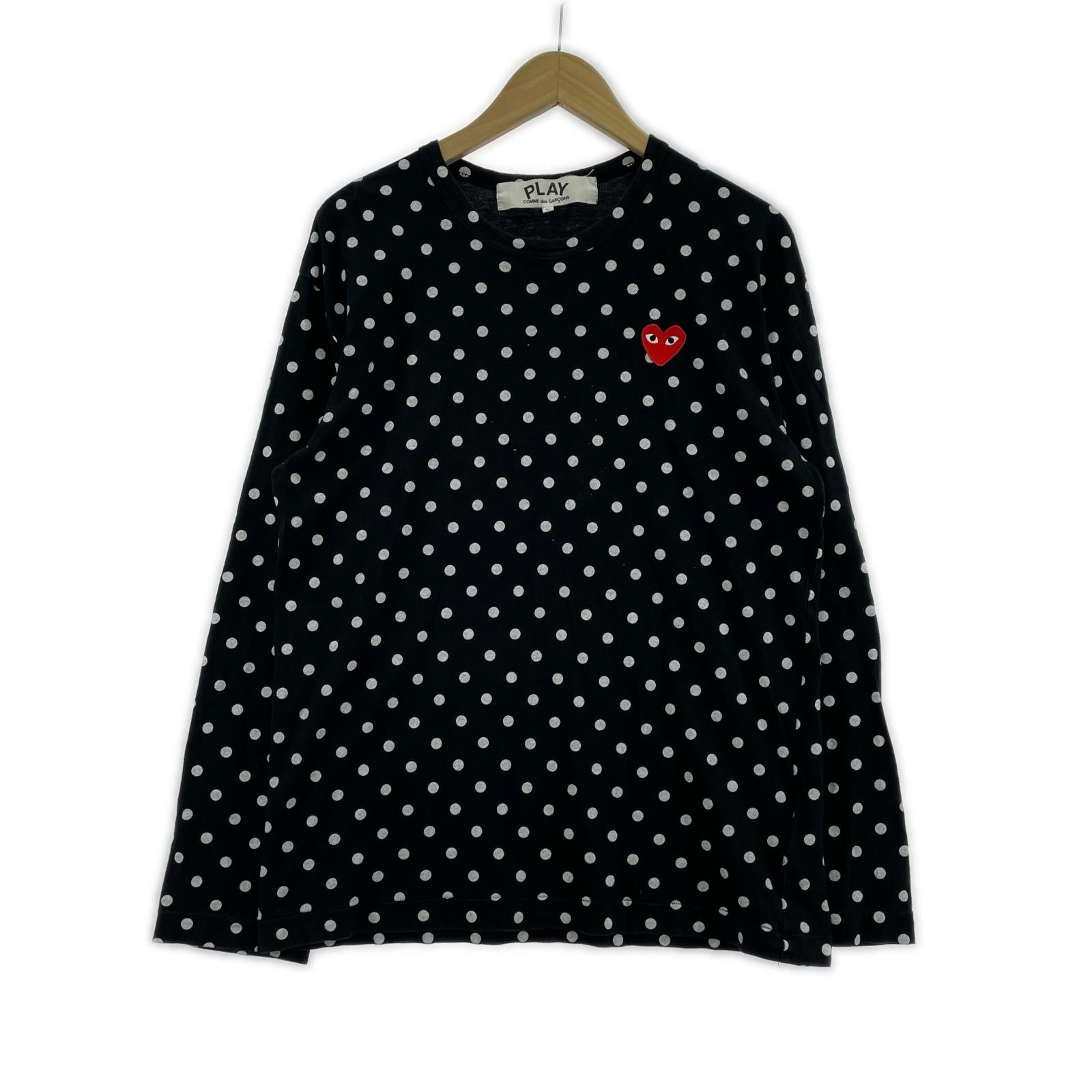 長袖Tシャツ ドット L/Sカットソー 黒 L L ブラック