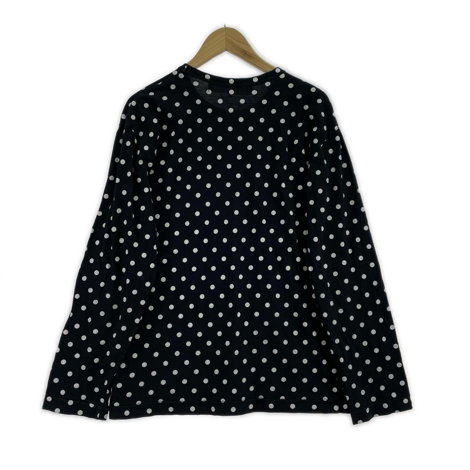 長袖Tシャツ ドット L/Sカットソー 黒 L L ブラック