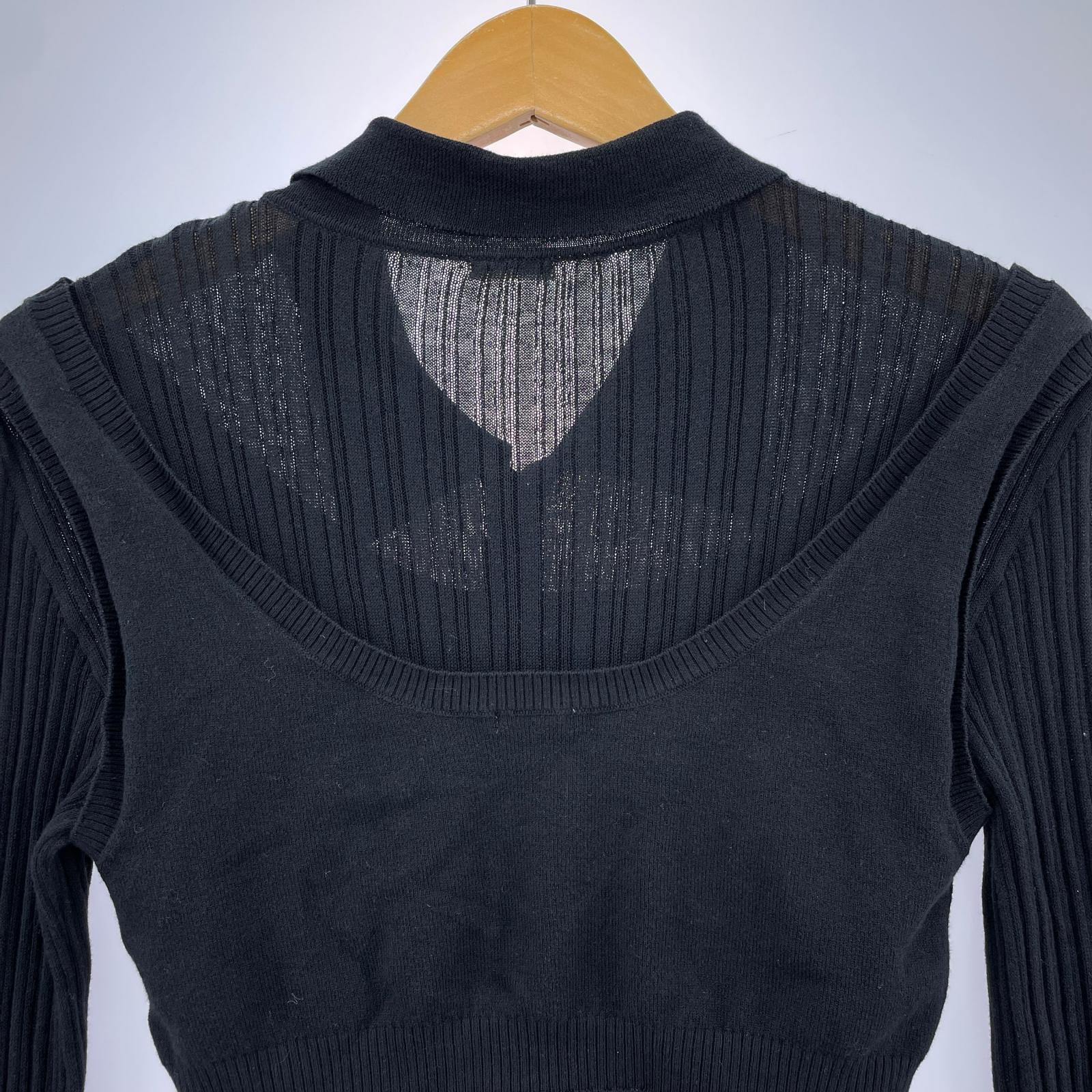 長袖シャツ CREDONA KNIT BUSTIER LONG SHIRTS ブラック