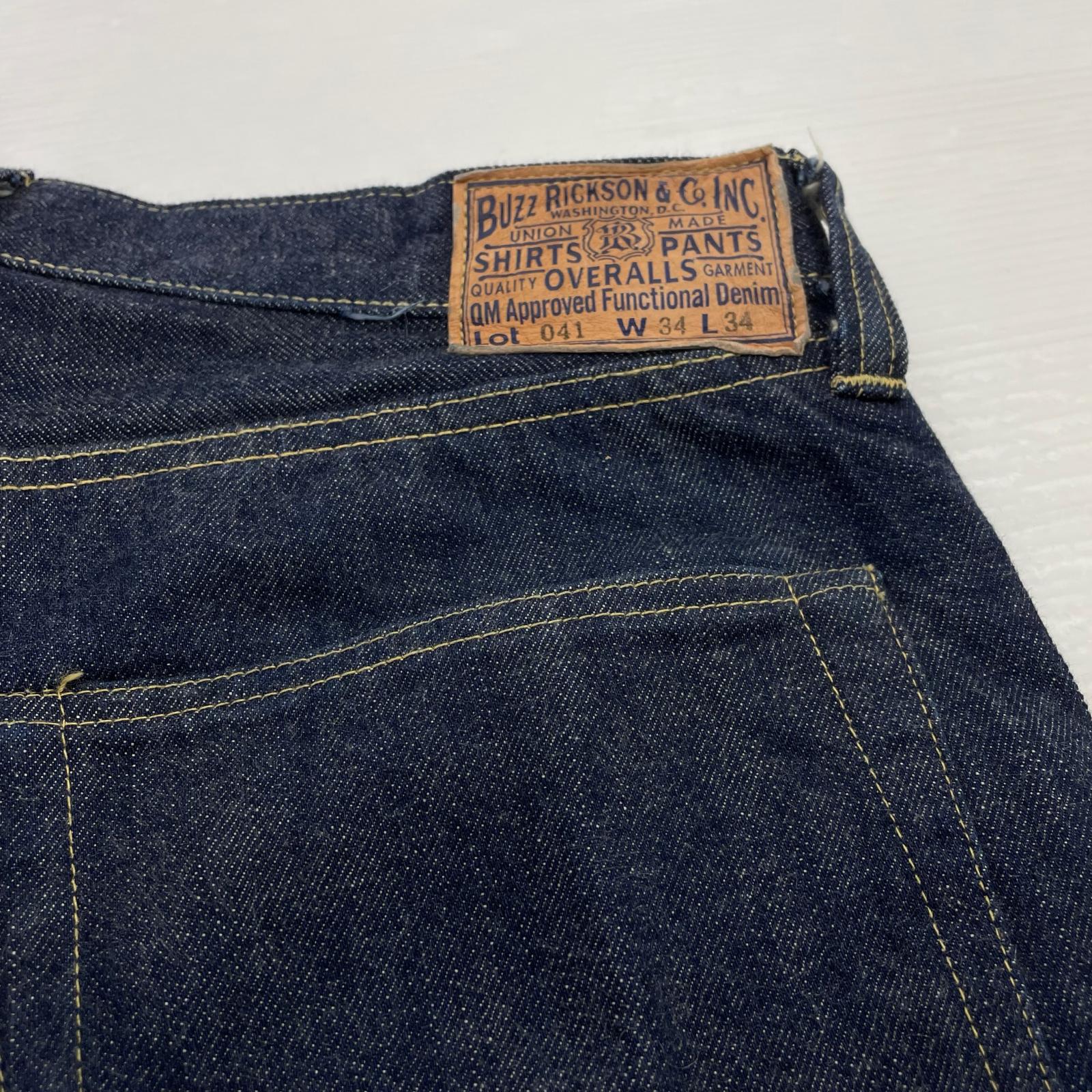 デニムパンツ LOT041 WWIWAIST OVERALLS-34 ネイビー