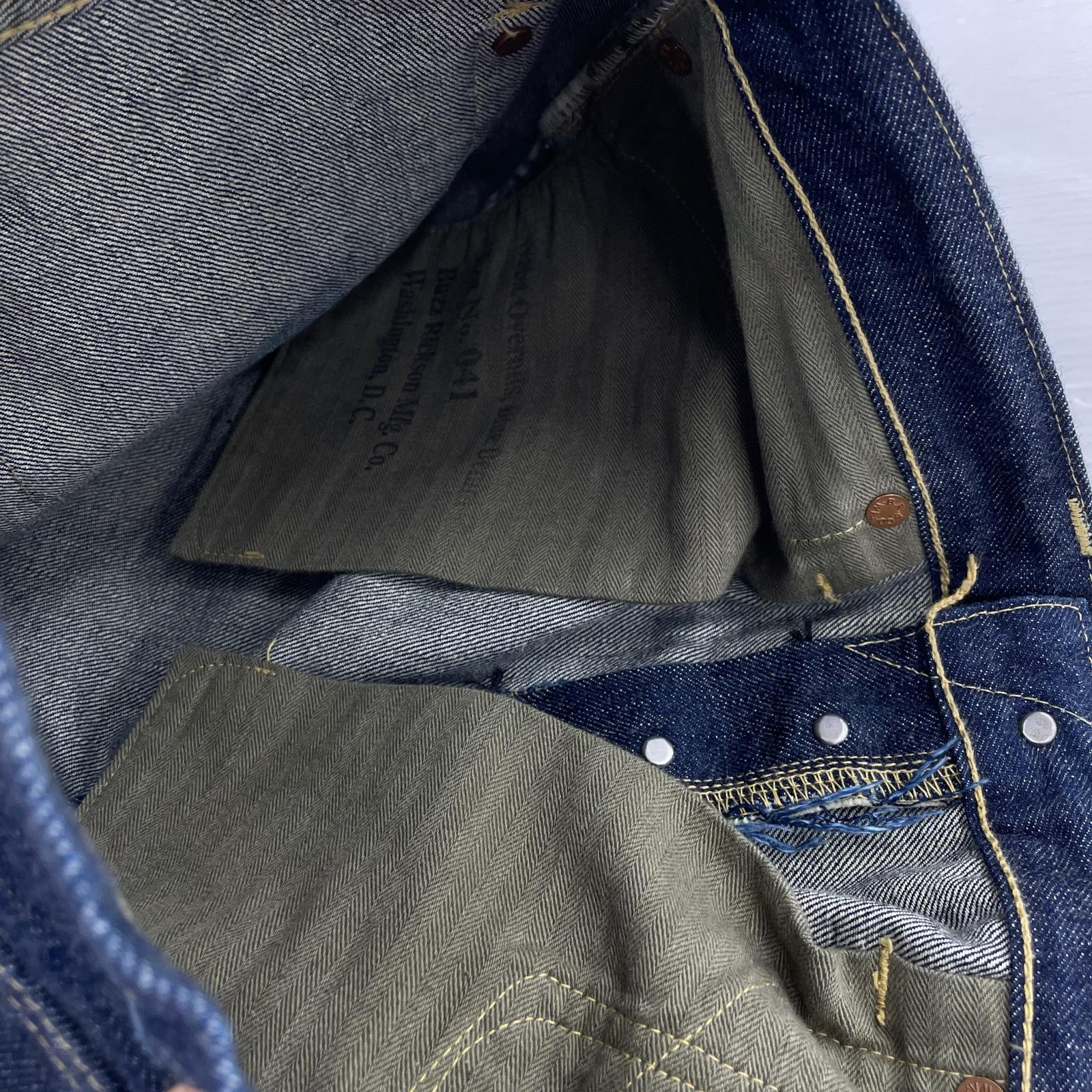 デニムパンツ LOT041 WWIWAIST OVERALLS-34 ネイビー