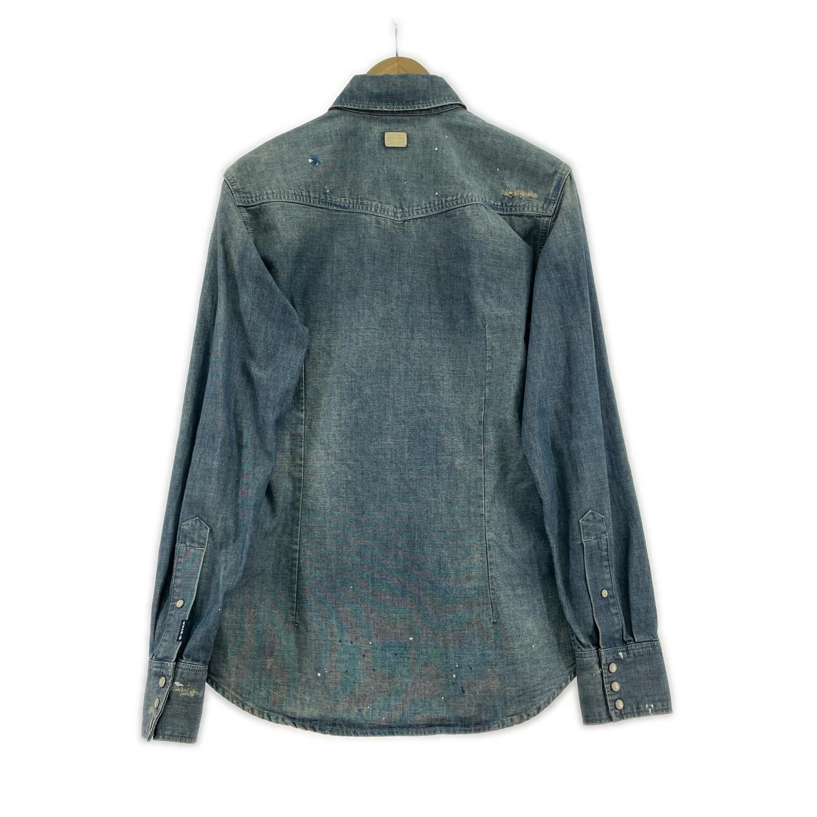 長袖シャツ E WESTERN TAB SLIM SHIRT インディゴ (S) S